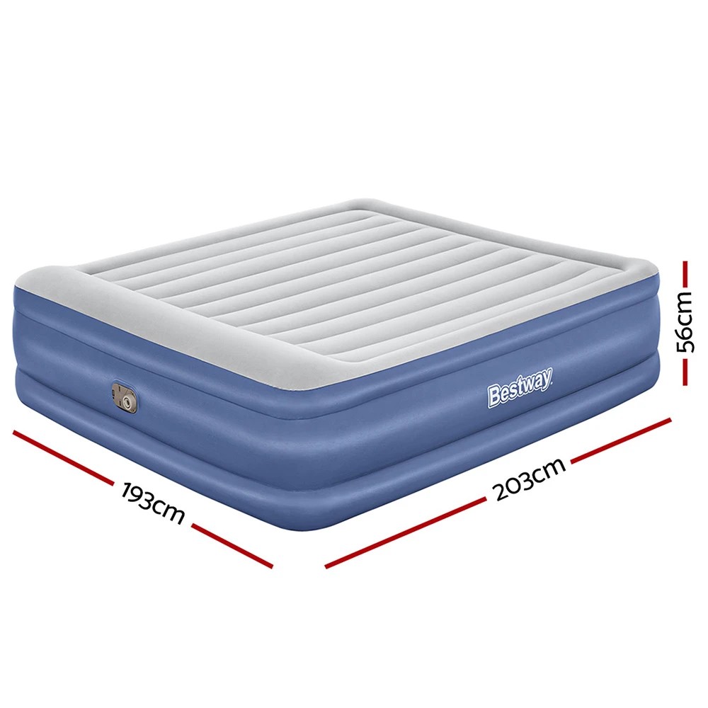 2 Bestway Air Mattress King Inflatable Bed 56cm Airbed - King Bed - Blue, 2 of 7