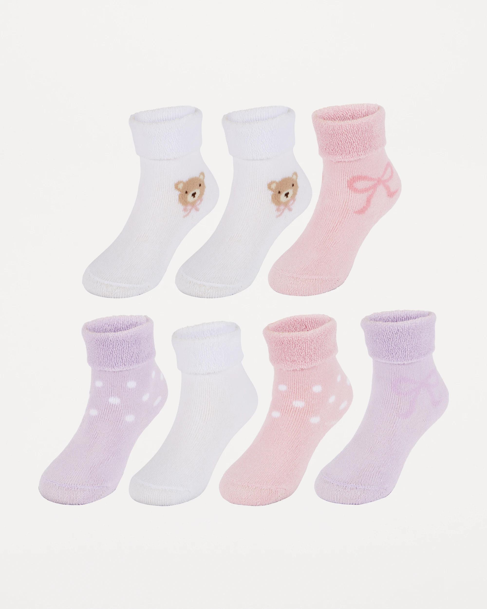 1 7 Pack Cotton Terry Socks Pnk Pck, 1 of 3