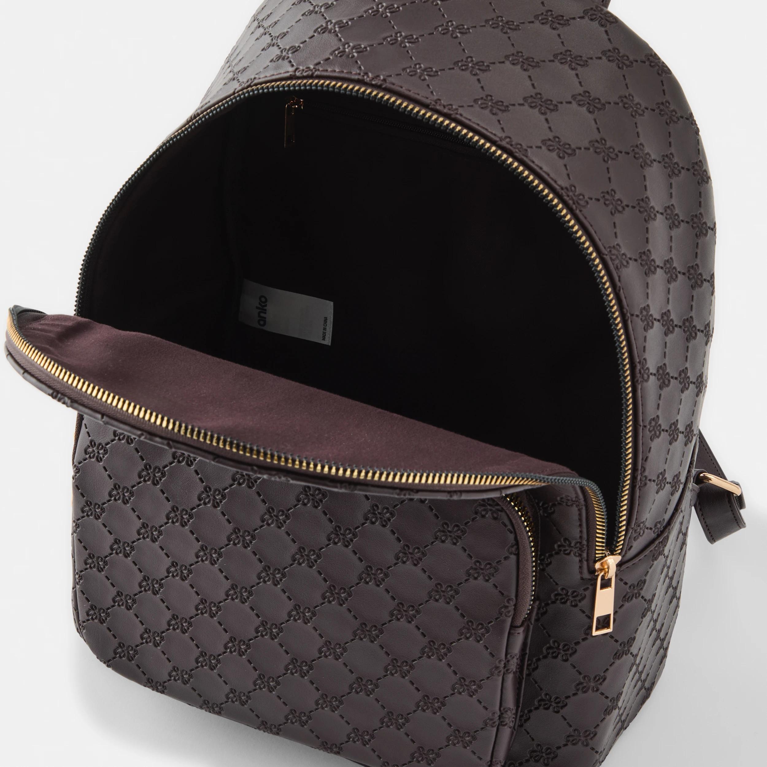 4 Embossed Backpack - Brown Monogram, 4 of 5