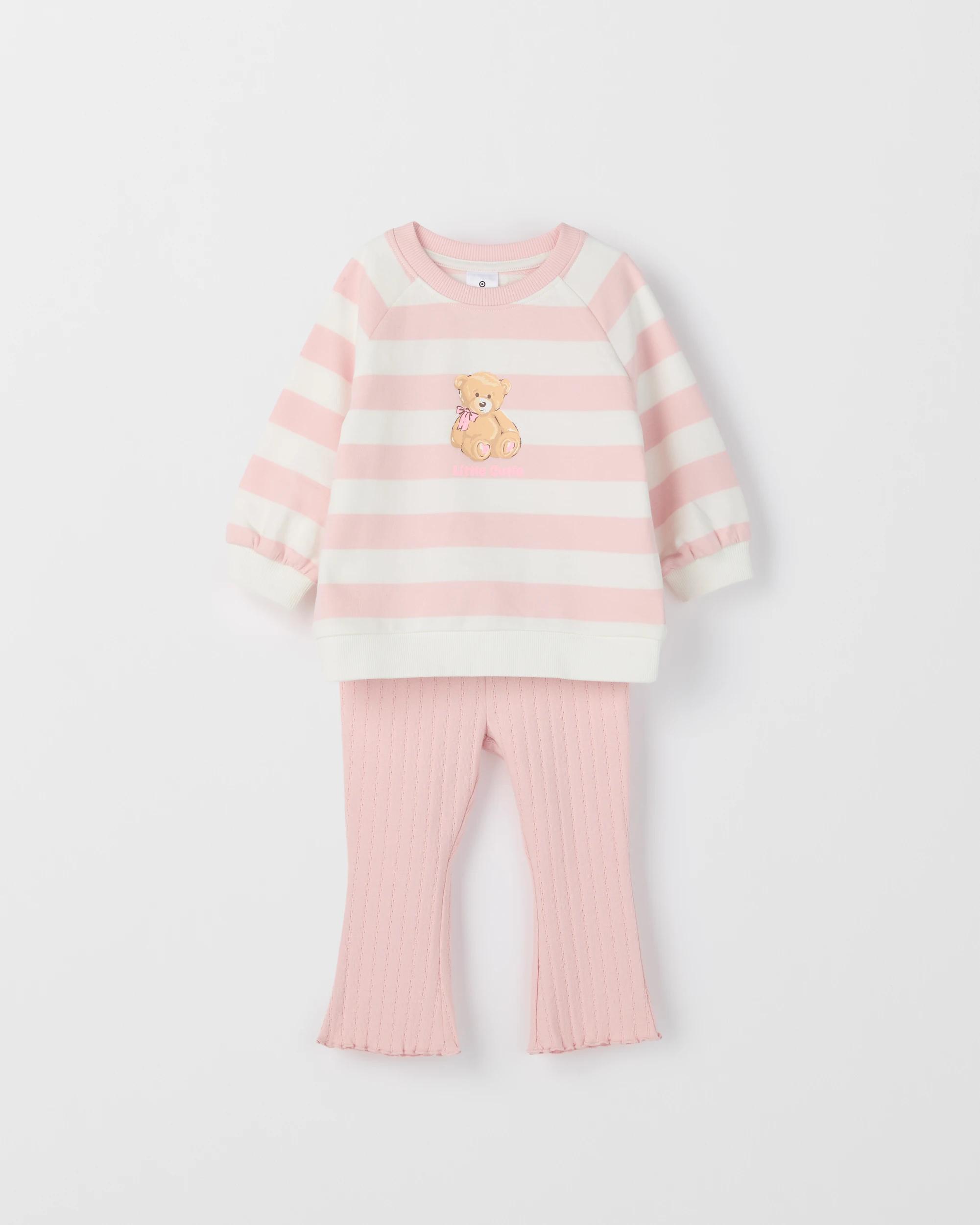 4 Target Baby Baby Organic Cotton Jumper & Flare Pants 2 Piece Set TEDDY STRIPE, 4 of 6