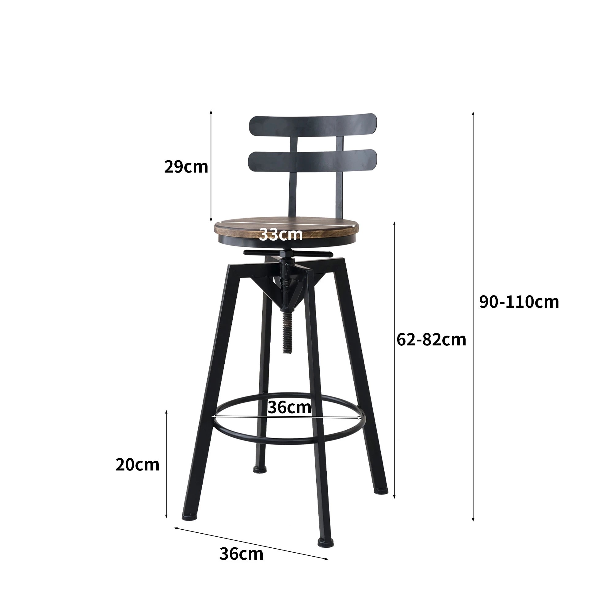 3 Levede 2x Adjustable Bar Stools - Black, 3 of 8