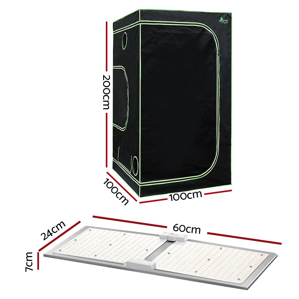 2 Greenfingers Grow Tent Light Kit 100x100x200CM 220W LED Full Spectrum - Black, 2 of 3