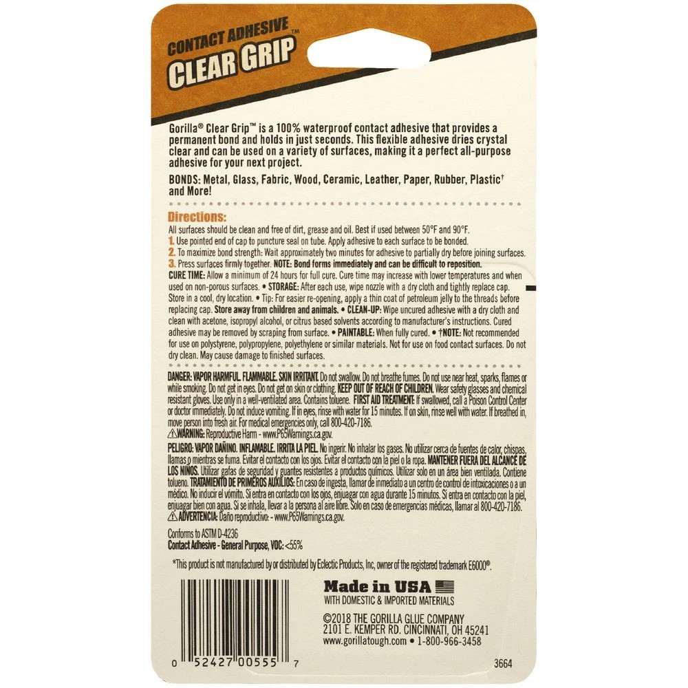 2 Gorilla Clear Grip Contact Adhesive 4 Pack, 2 of 5