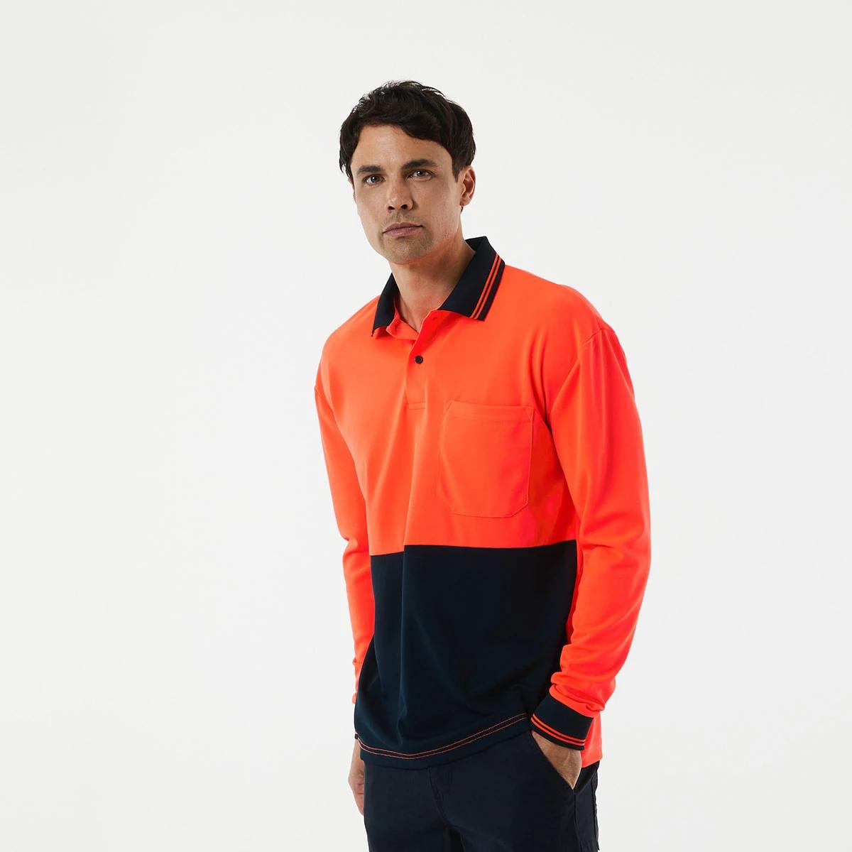 5 Hi-Visibility Long Sleeve Polo Shirt Orange, 5 of 10