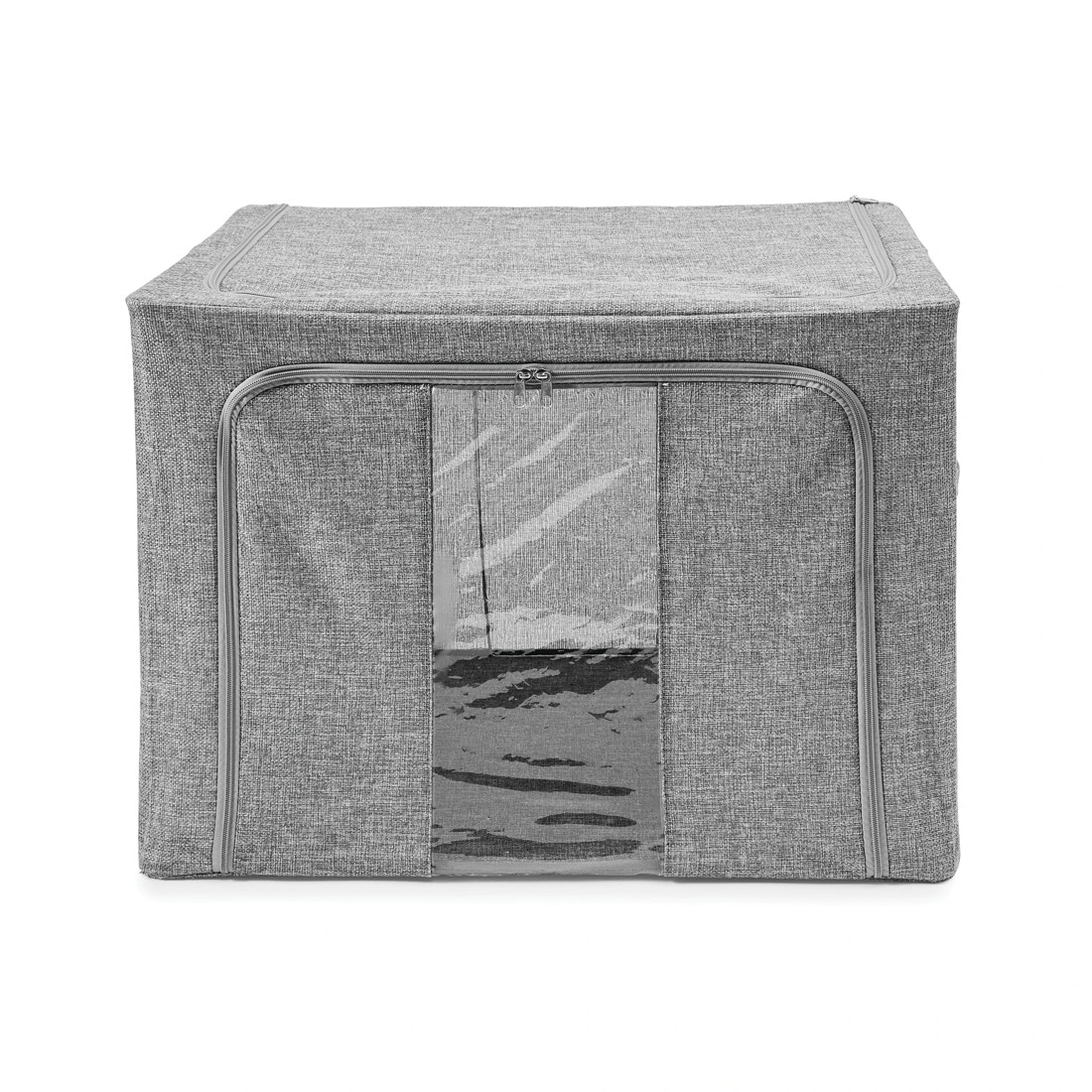 5 Linen Look Collapsible Box with Window - Extra Large, Charcoal, 5 of 10