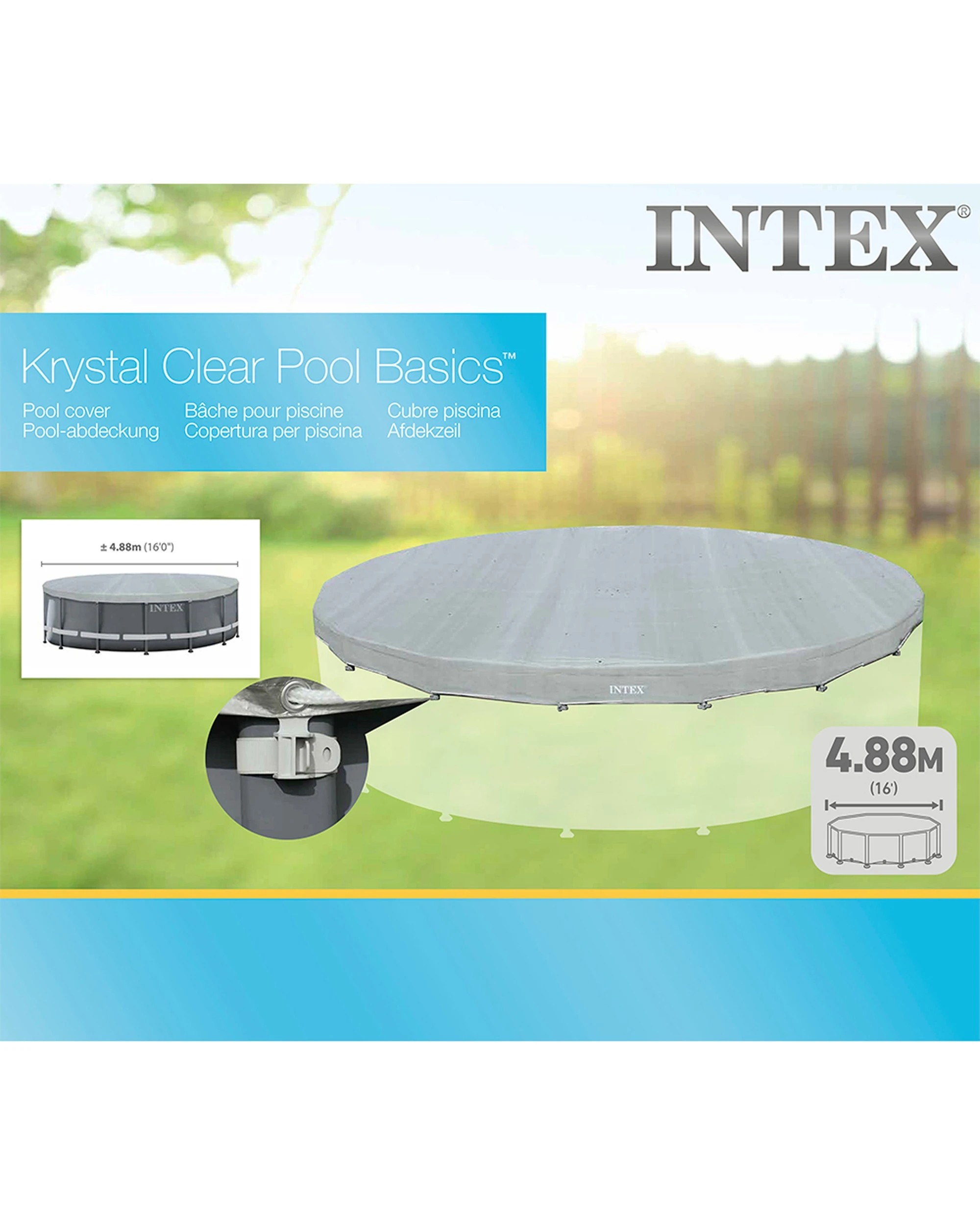 4 Intex 4.88M Deluxe Above Ground Outdoor Pool Cover - Multi, 4 of 4