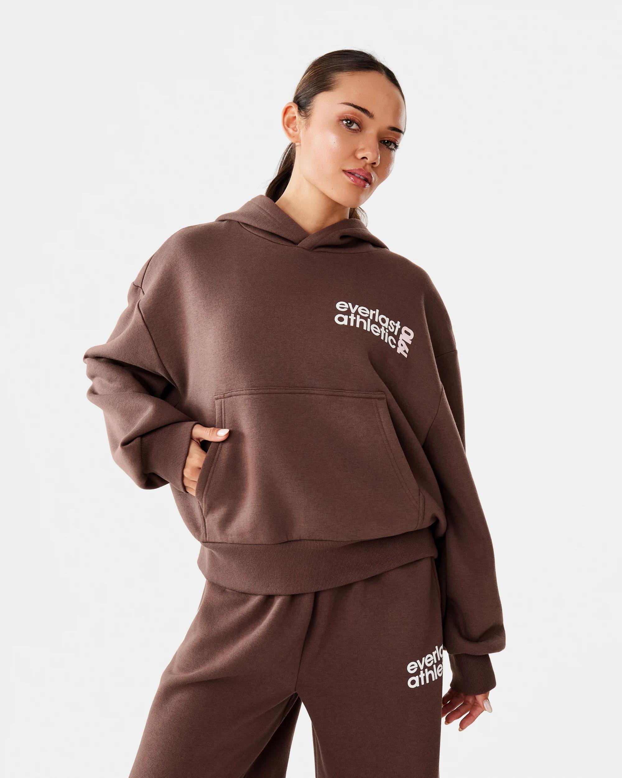 1 Everlast Womens Mid Length Cinch Hoodie Choc, 1 of 10