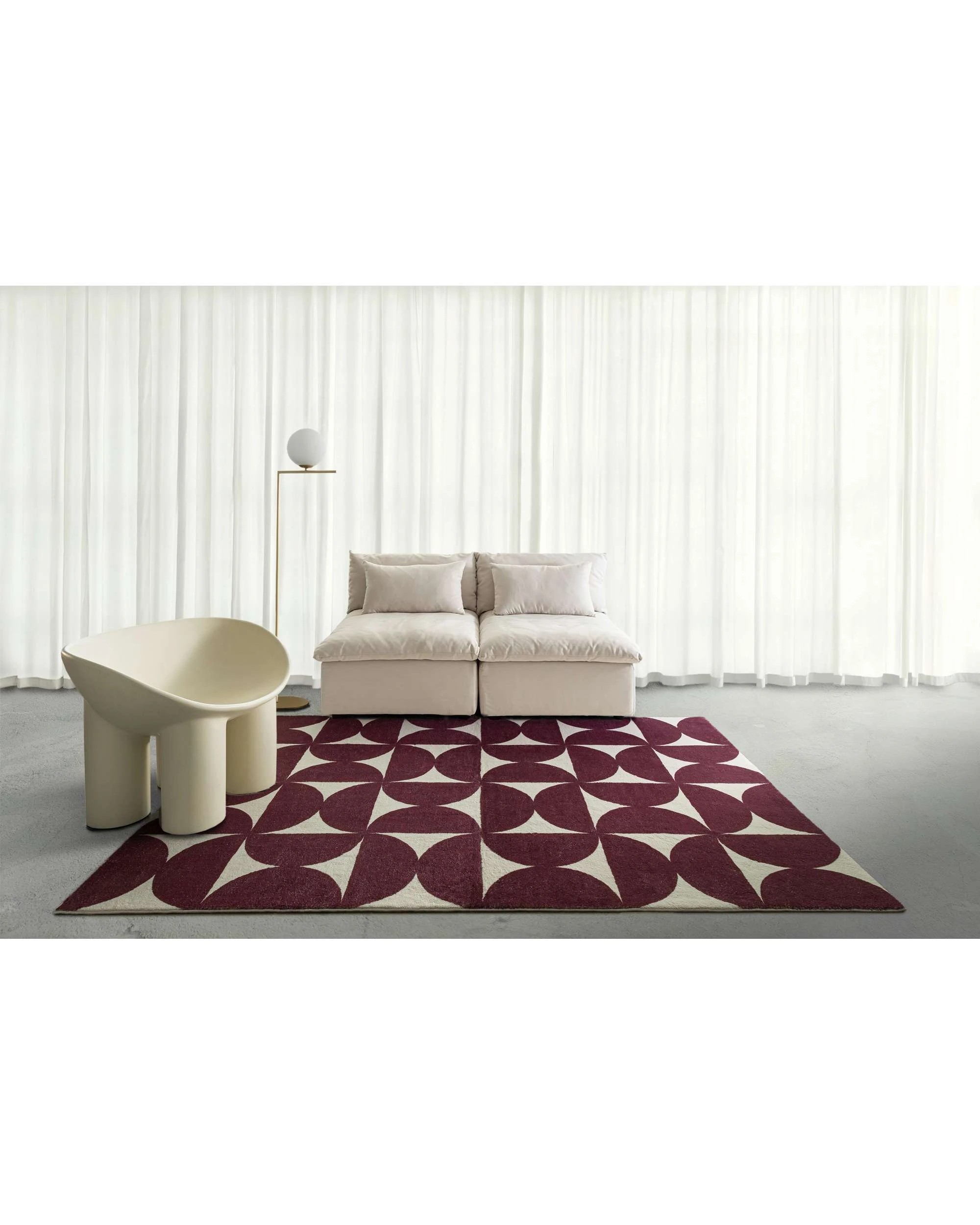 2 Loopsie Hidcote Geometric Washable Rug-230cm x 160cm - Burgundy, 2 of 7