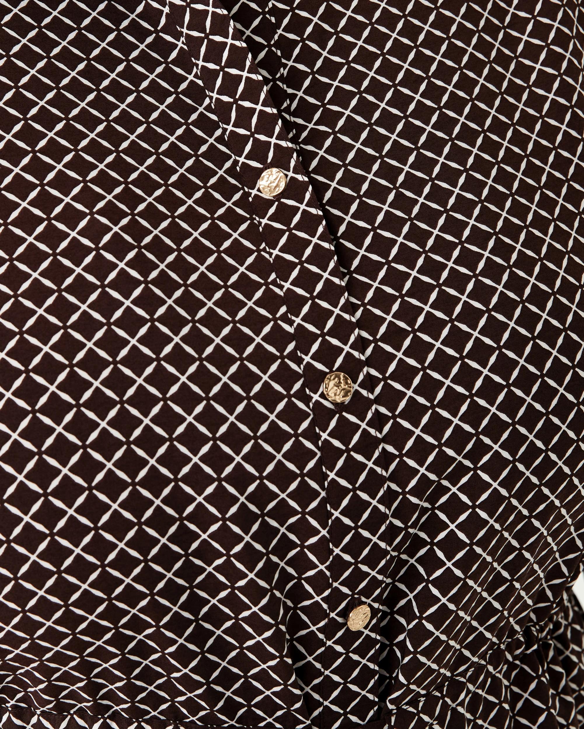 6 Curve Tie Waist Print Shirt Mono Tile, 6 of 10