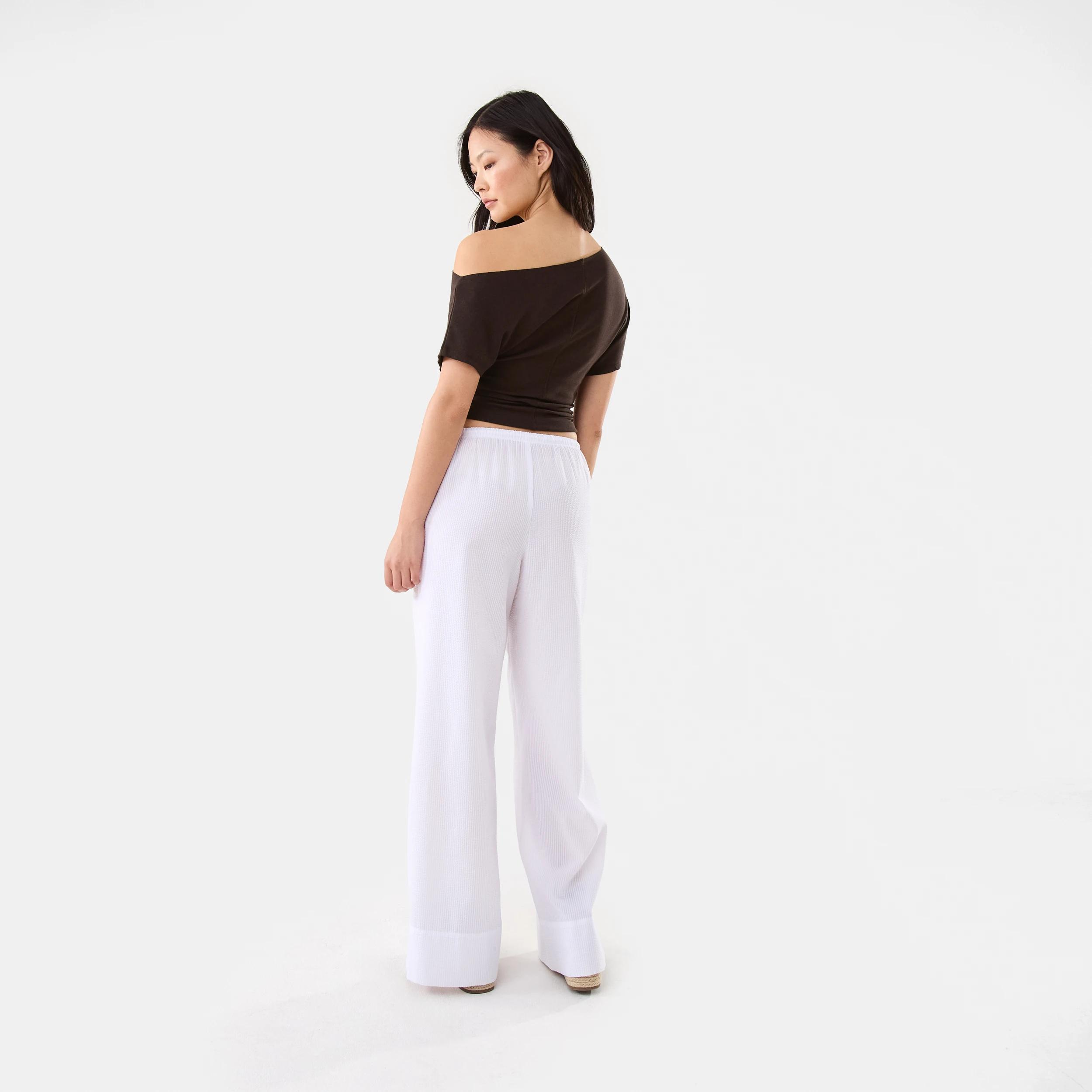 6 Pull-On Textured Pants White, 6 of 9