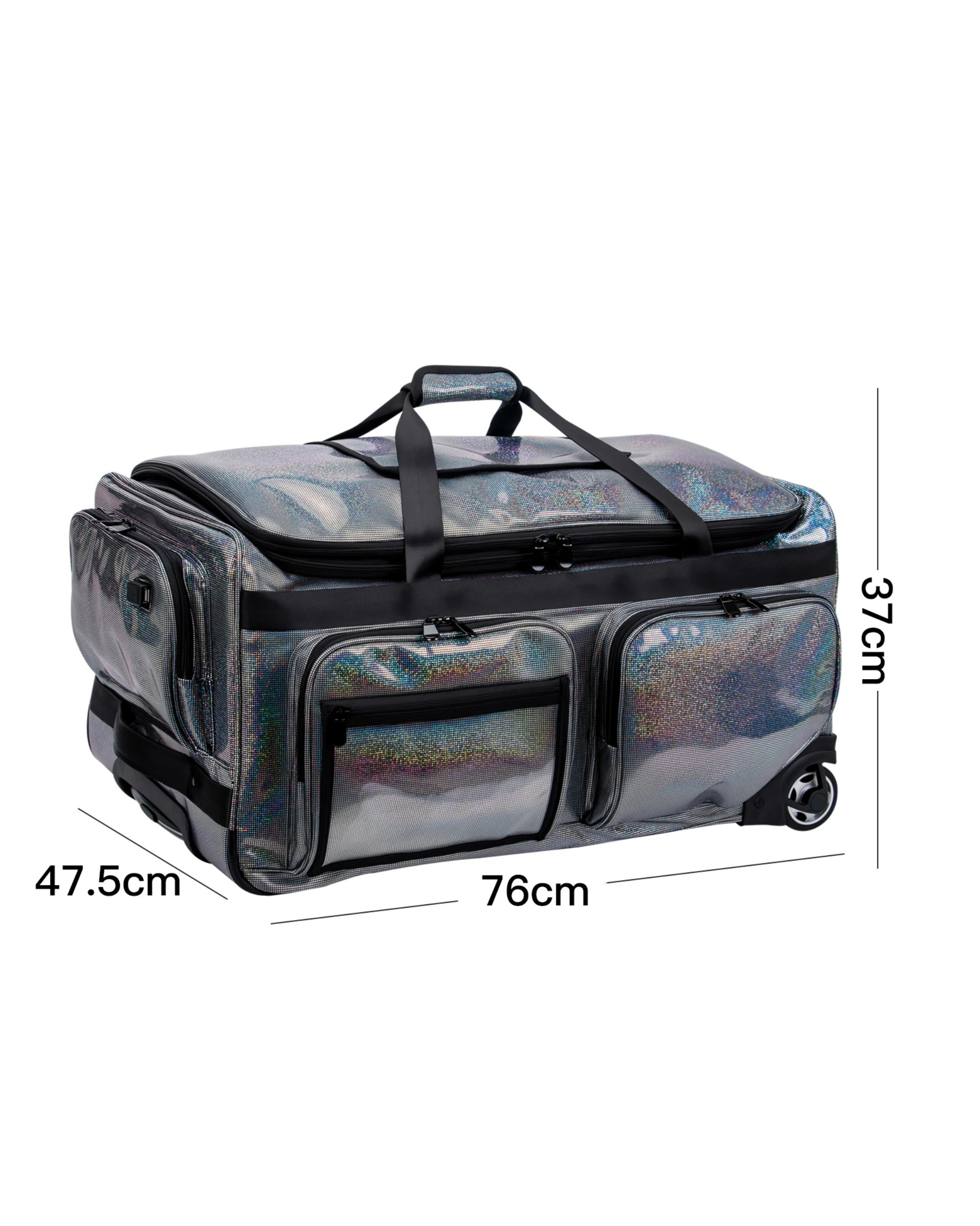 7 Advwin 28" Rolling Dance Bag with Instant Changing Design Glitter - Black, 7 of 8