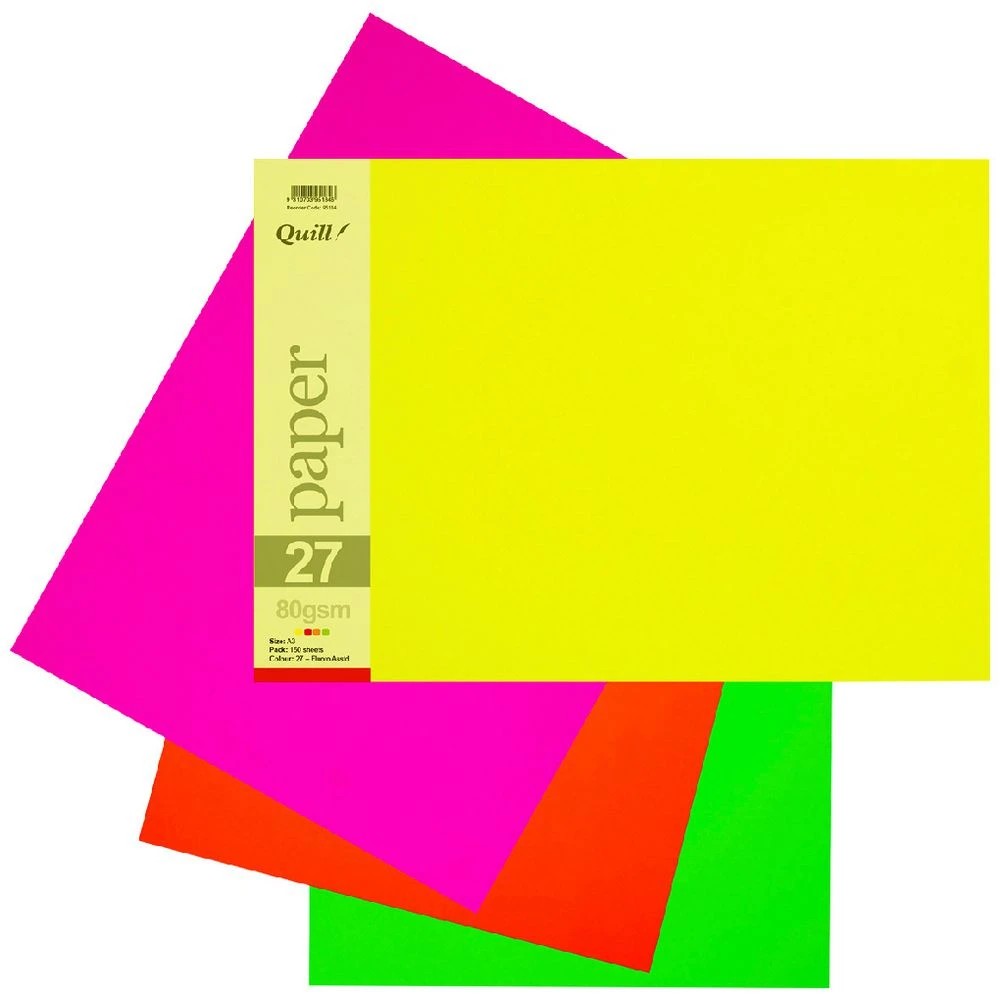 1 Quill A3 Paper Fluoro Assorted 150 Pack, 1 of 2