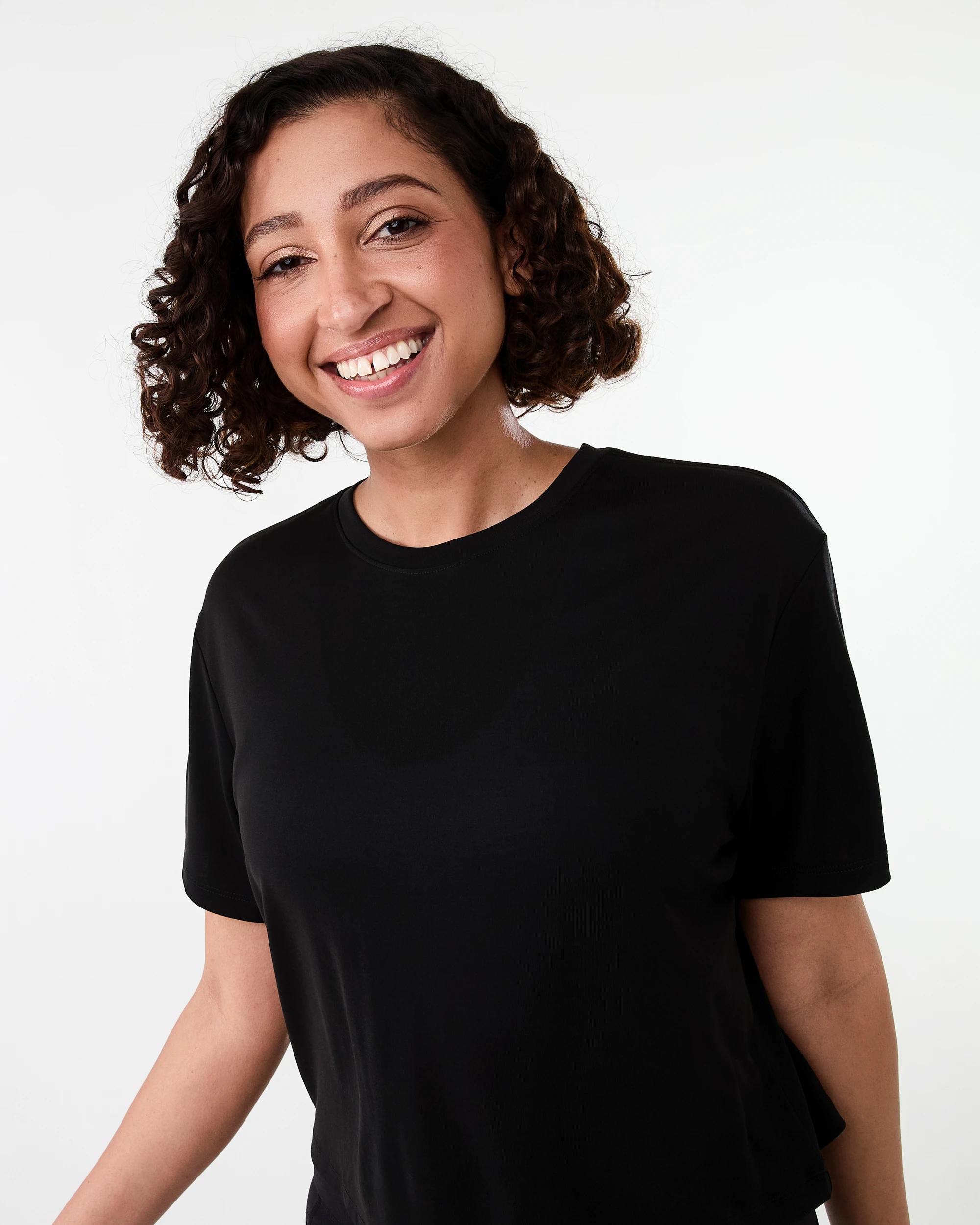 4 Active Womens Modal Blend Mid Length T-shirt Black, 4 of 5