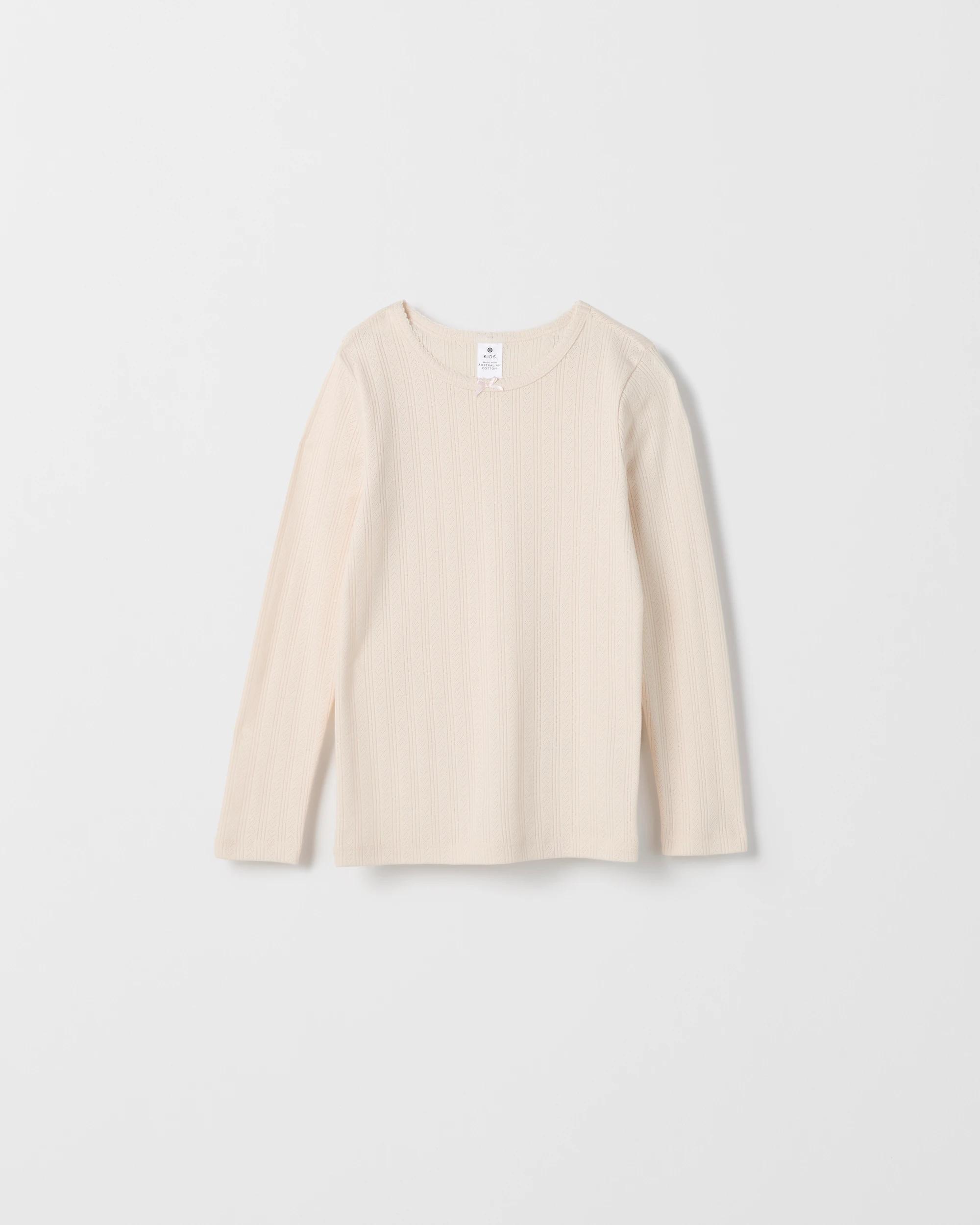 2 Maxx Australian Cotton 2 Pack Girls Pointelle Thermal Top PINK + WHITE, 2 of 4