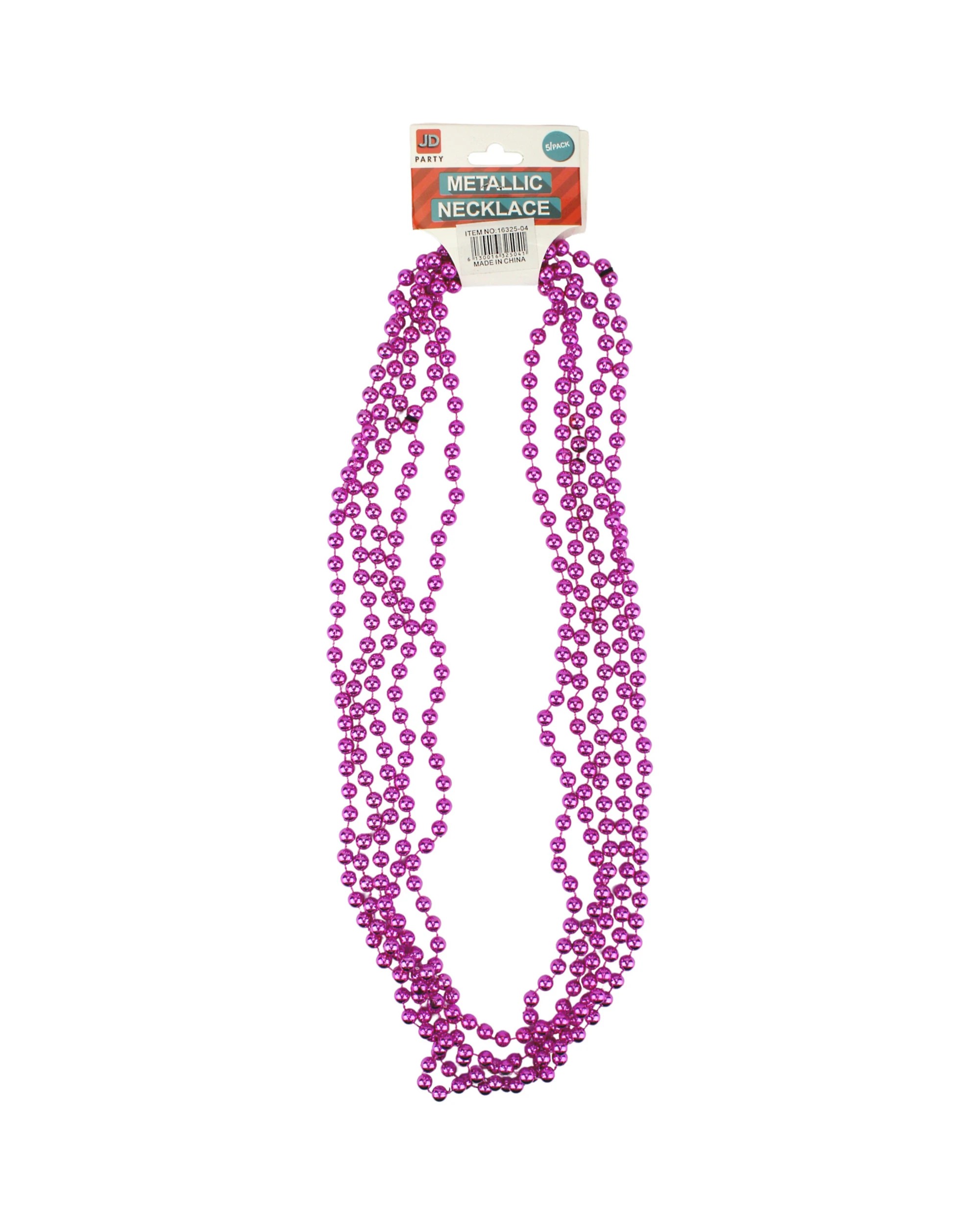 1 JD Party Metallic Hot Bead Necklaces Pack of 5 - One Size - Pink, 1 of 1