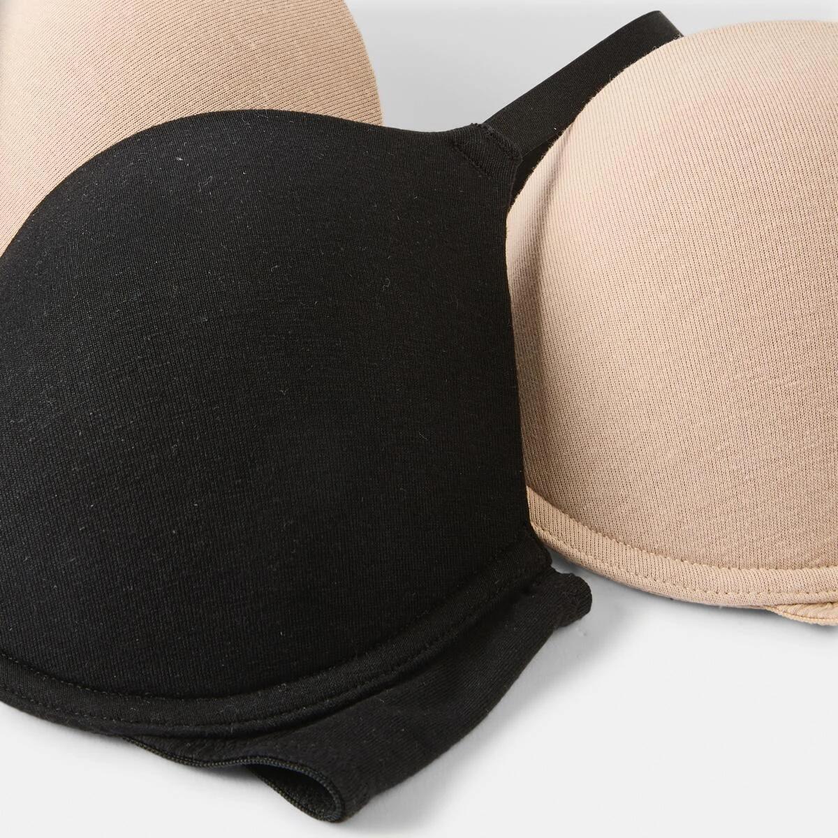 2 2 Pack Cotton T-shirt Bra BLACK, LIGHT FAWN, 2 of 9