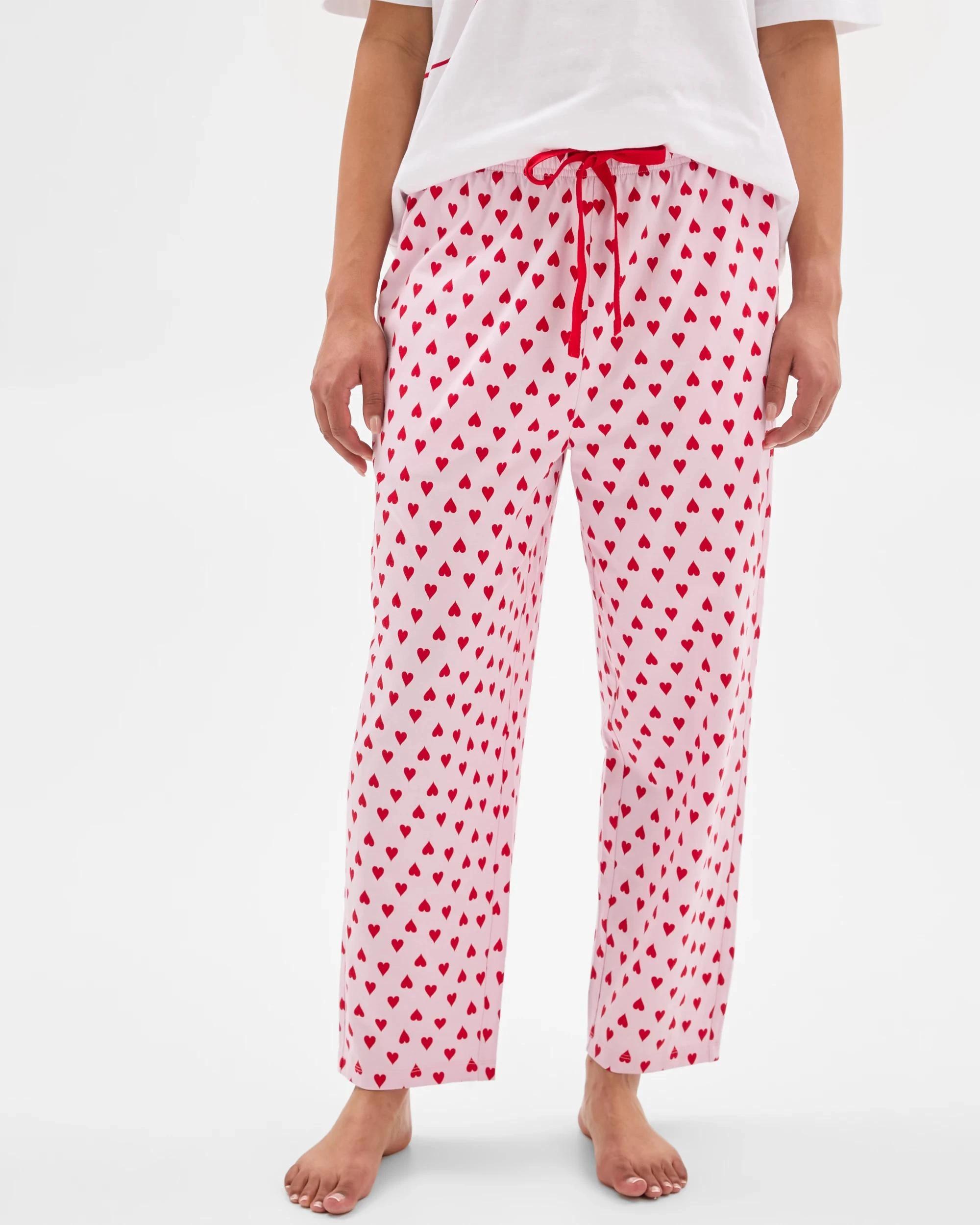 2 Target Woman Australian Cotton 7/8 Length Pyjama Pants AOP PINK HEART, 2 of 6