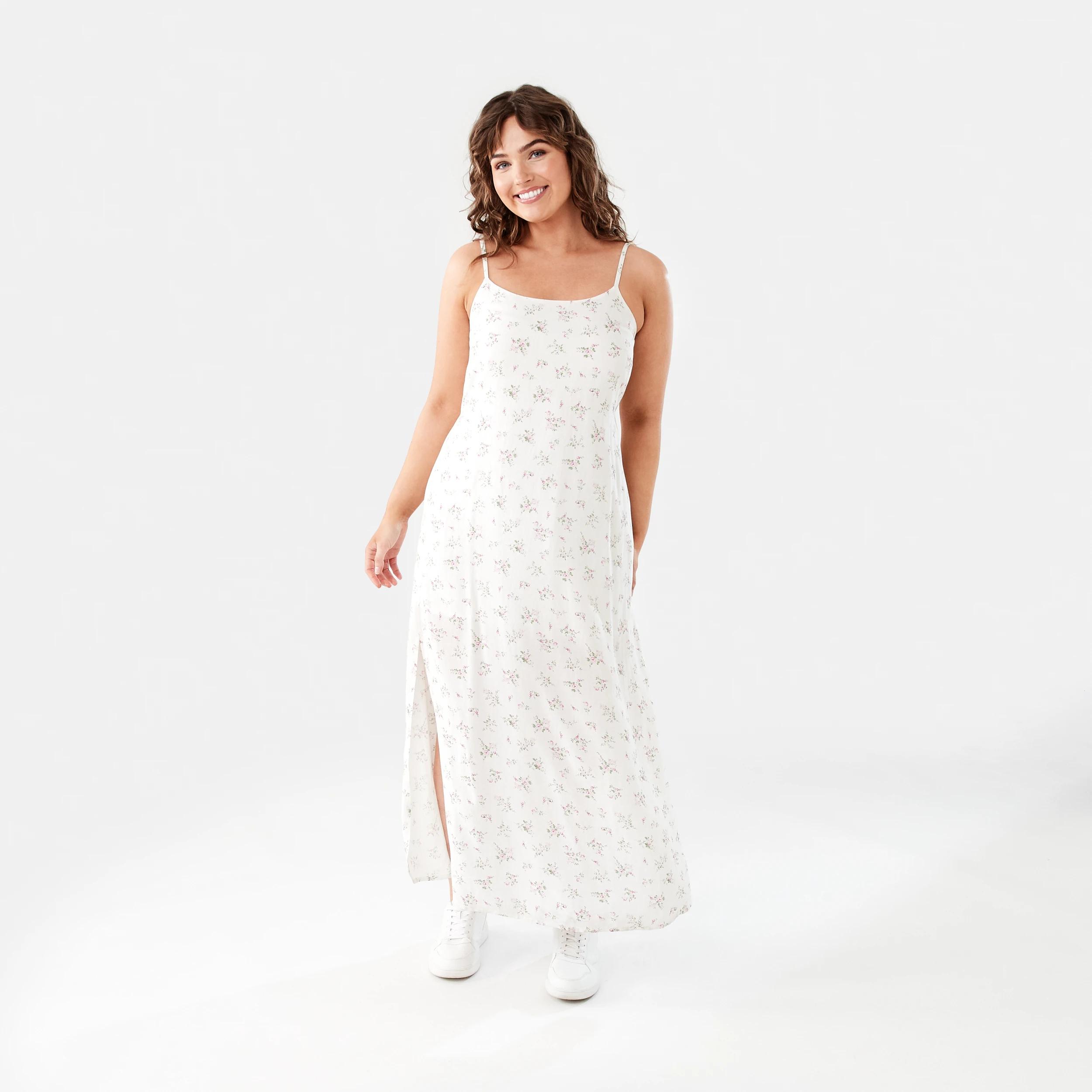 1 Sleeveless Tie Back Slip Maxi Dress Pnk Roses, 1 of 8