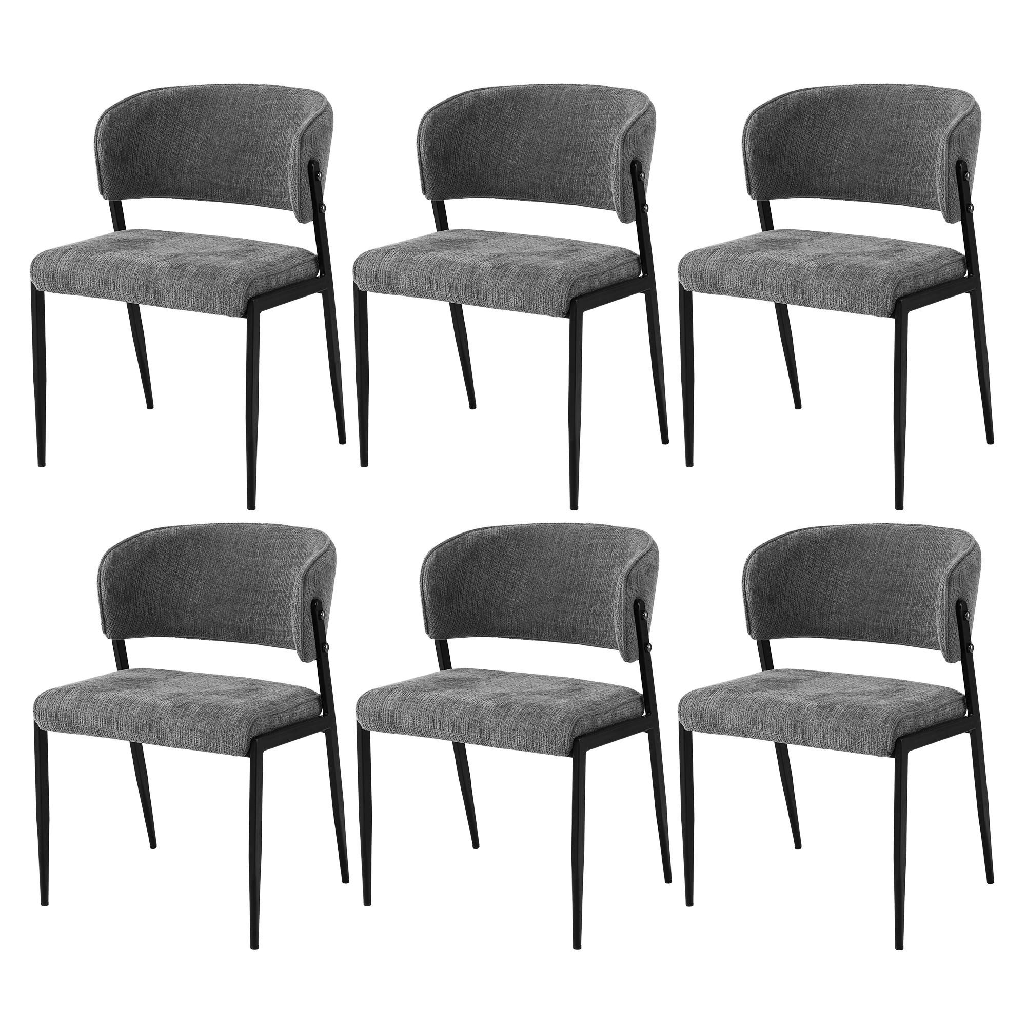3 Artiss Dining Chairs Set of 6 Linen Fabric Soft Upholstered Chairs - Grey, 3 of 9