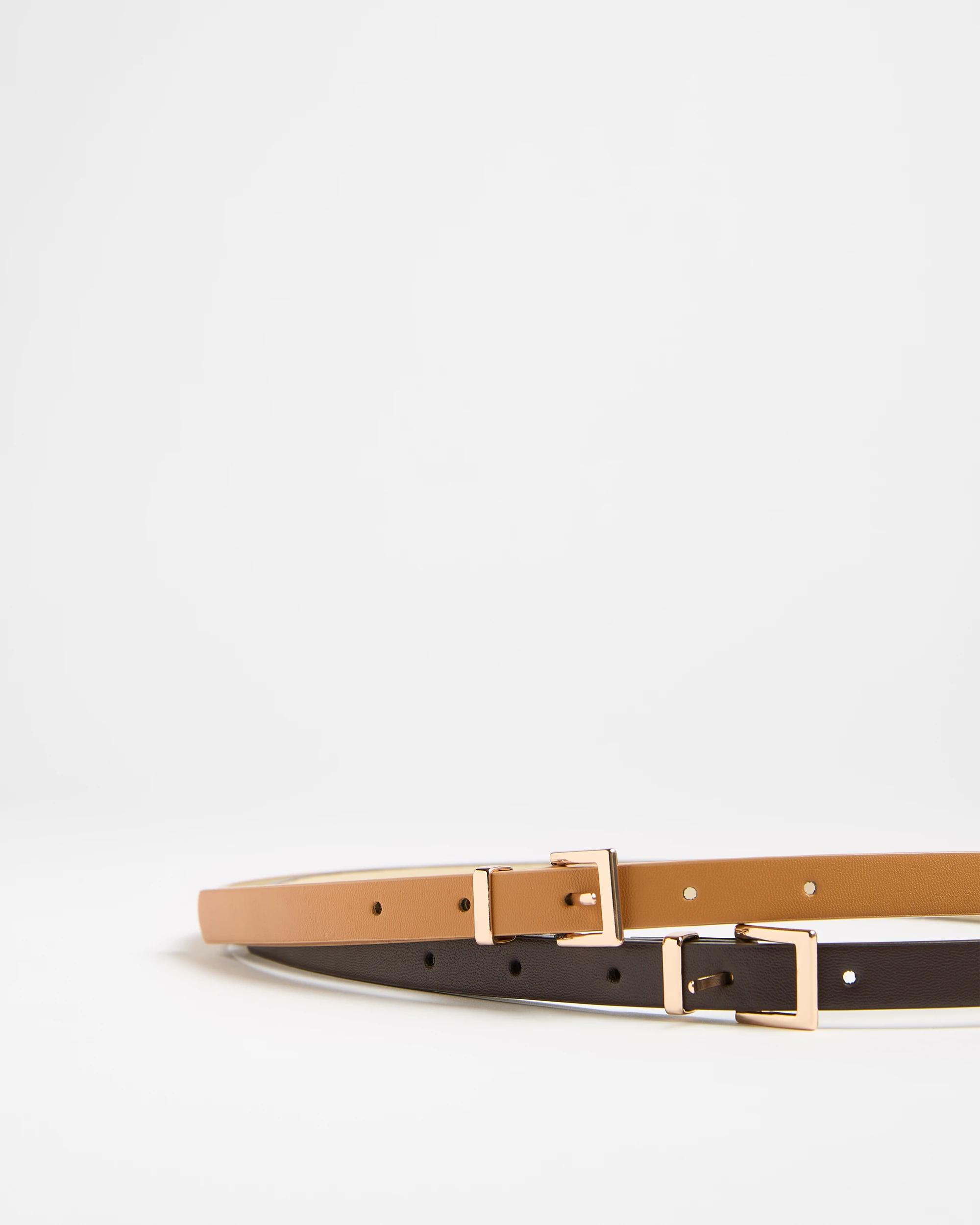 1 Target 2 Pack Skinny Belts CHOCOLATE/TAN, 1 of 4