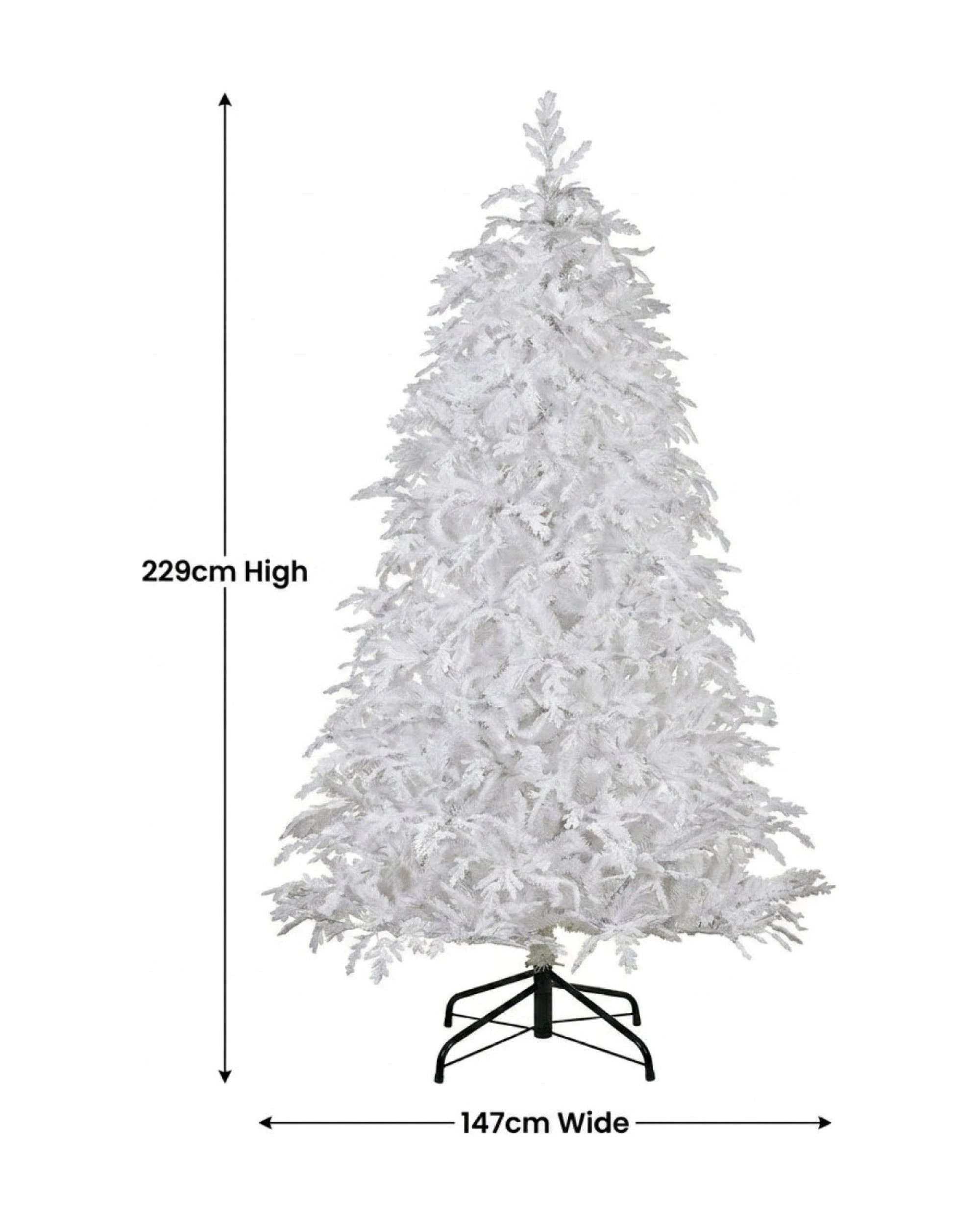 7.5ft 2.3m Pre-Lit White Flocked Artificial Christmas Tree, 1650 Multi ...