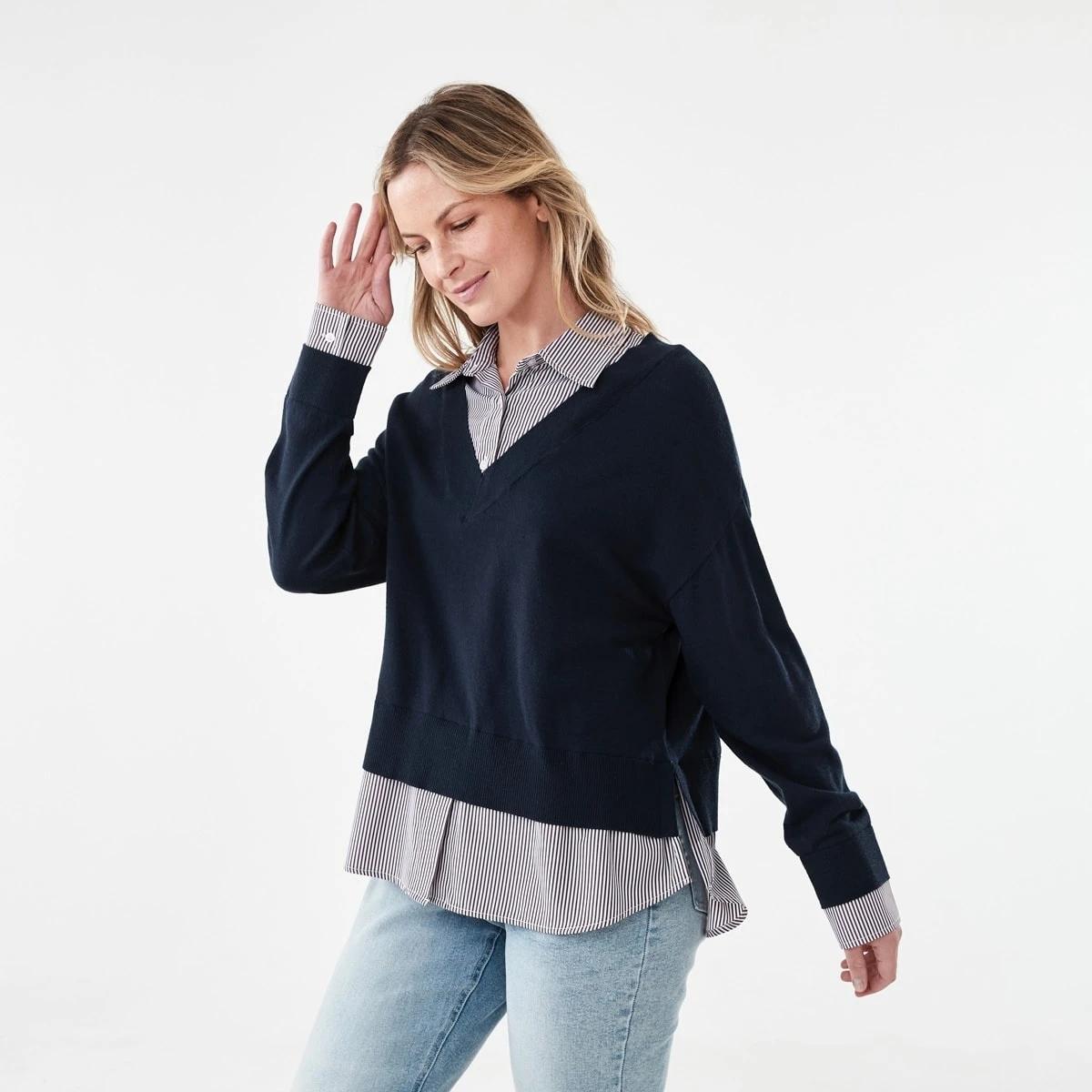 2 Twofer Jumper Navy M Stp, 2 of 7