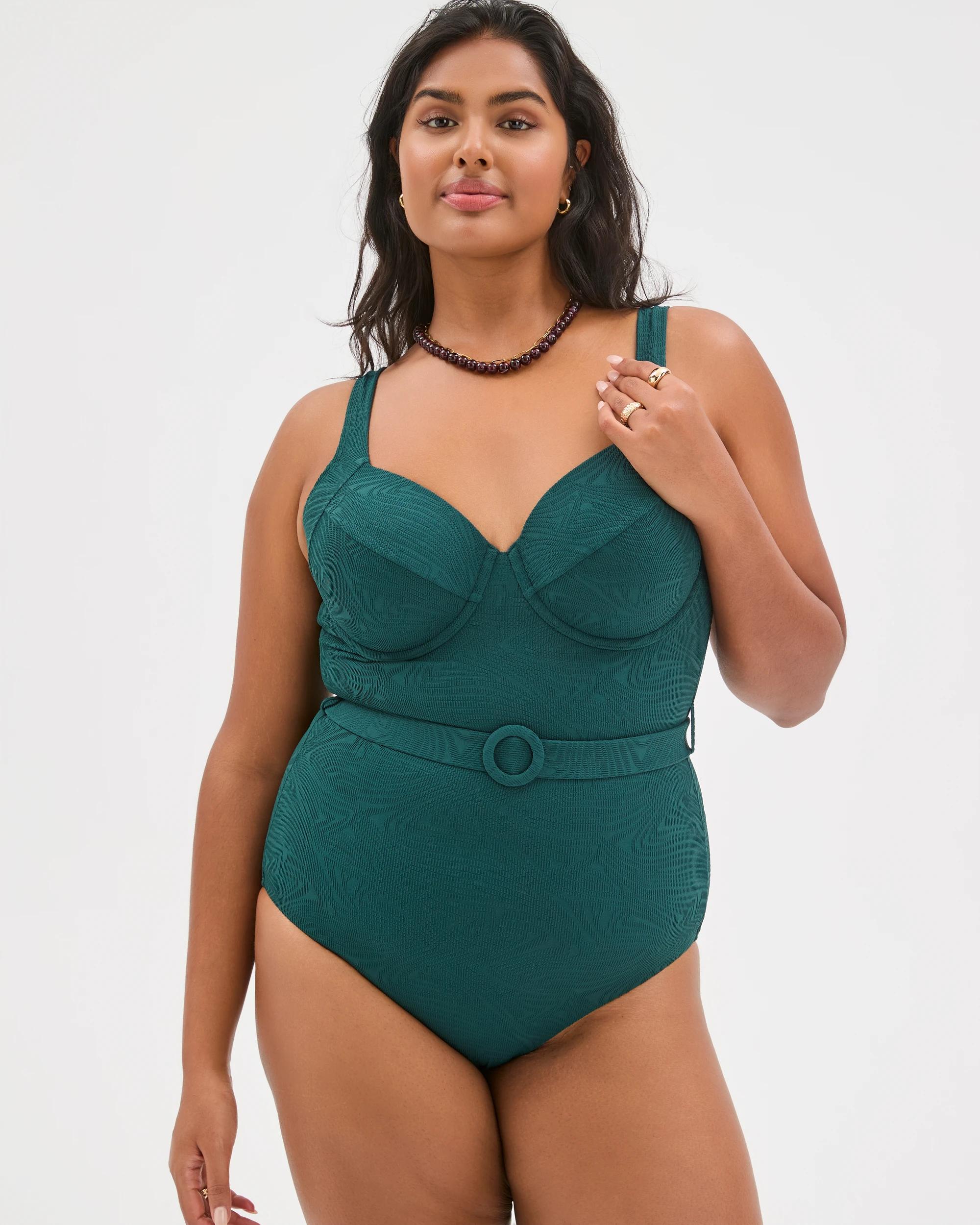 10 Target Woman Shape Your Body Resort Balconette Belted Wave One Piece Swimsuit DEEP FOREST, 10 of 10