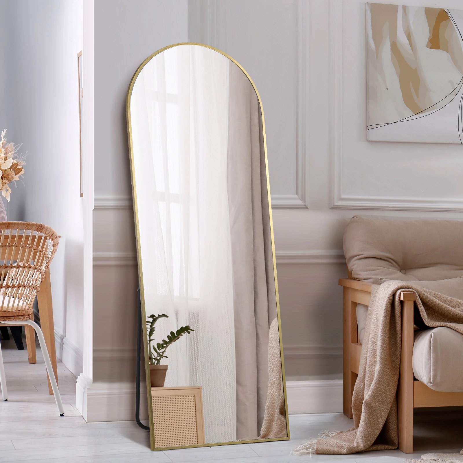2 Oikiture 180x70cm Full Length Mirror Dressing Floor Mirrors Free Standing
 - Gold, 2 of 9