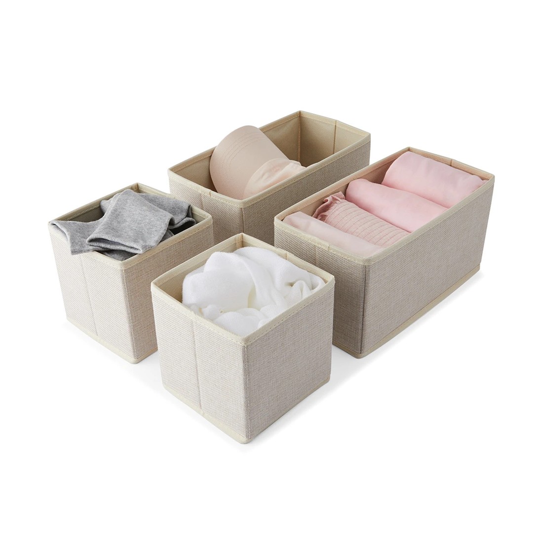 2 Set of 4 Linen Look Drawer Organisers, 2 of 9