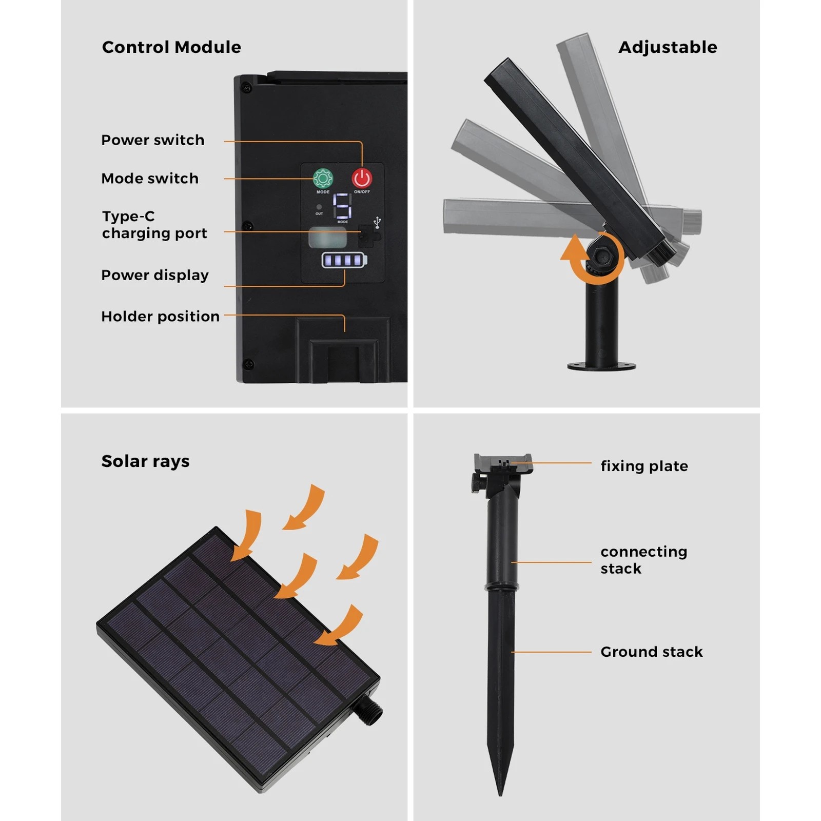 8 Mazam 20M Solar Festoon String Lights LED Christmas Party Decor - Black, 8 of 10