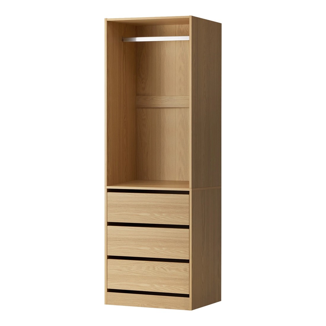 1 Oikiture Wardrobe Clothes Storage Organizer 3 Drawers Hanging Rail
 - Natural, 1 of 10