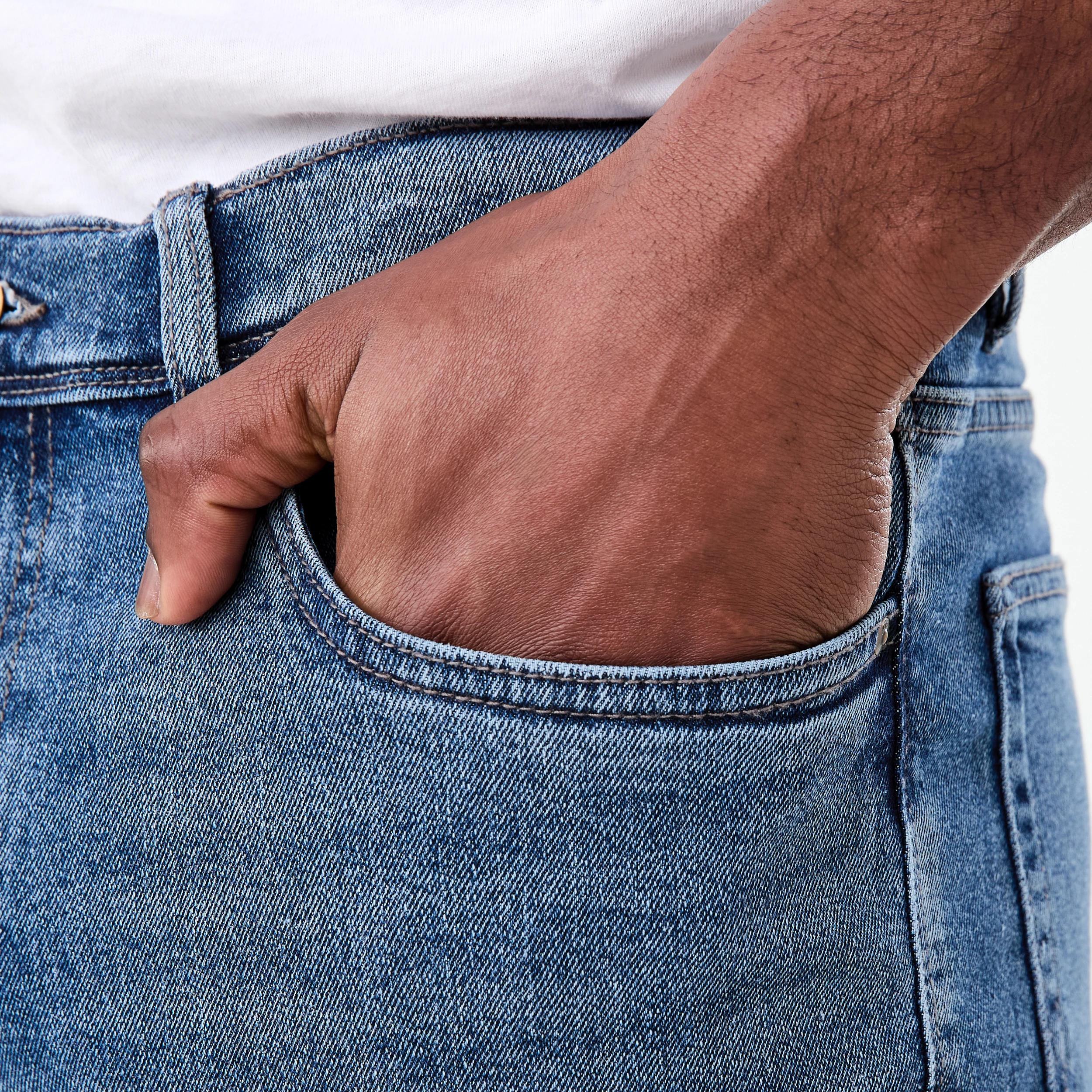 5 Straight Stretch Jeans Mid Wash, 5 of 5