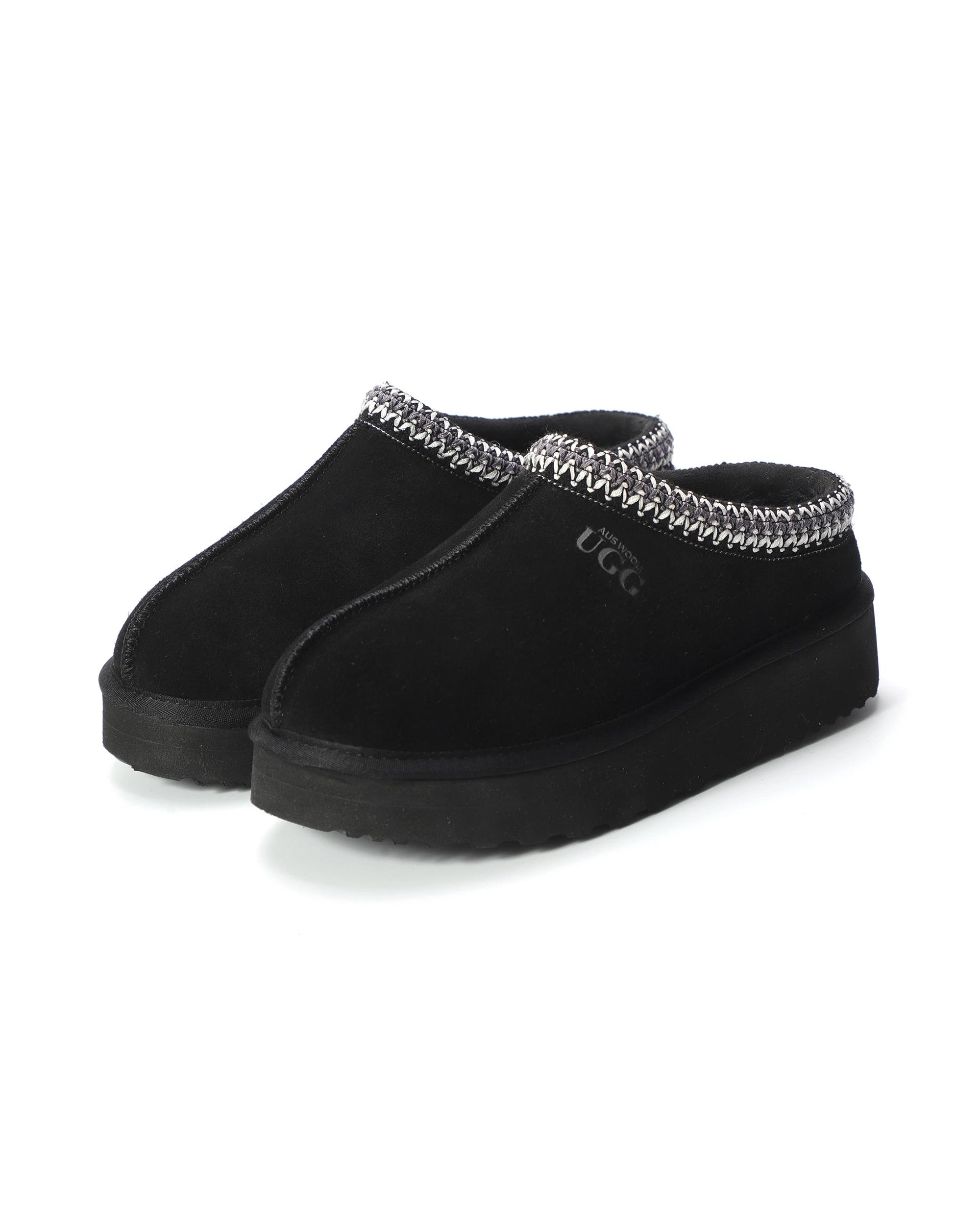 5 AUS WOOLI MENTONE Ankle Braid Platform UGG Slippers Black, 5 of 6