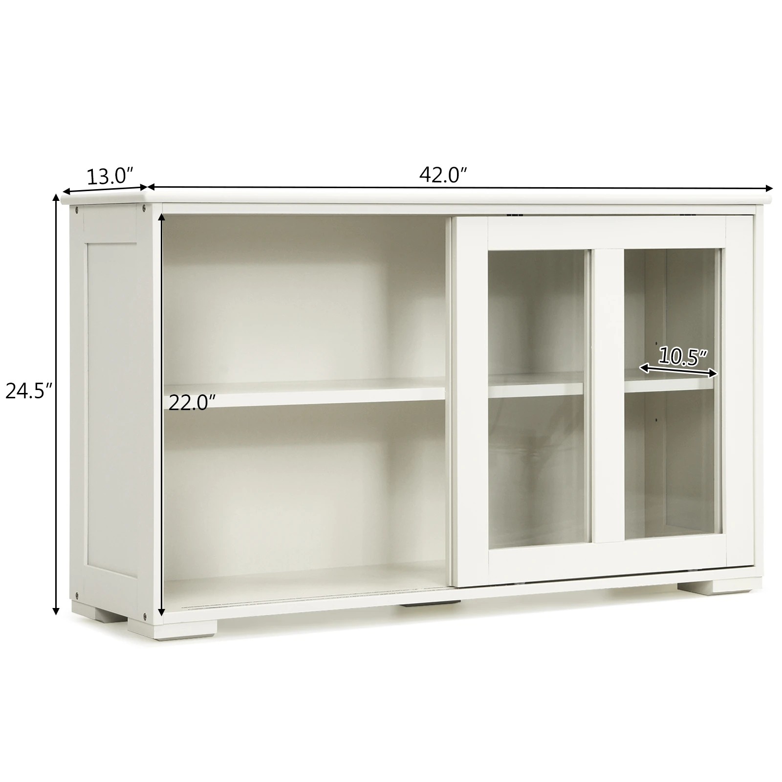 3 Costway Kitchen Buffet Storage Cabinet White, 3 of 4