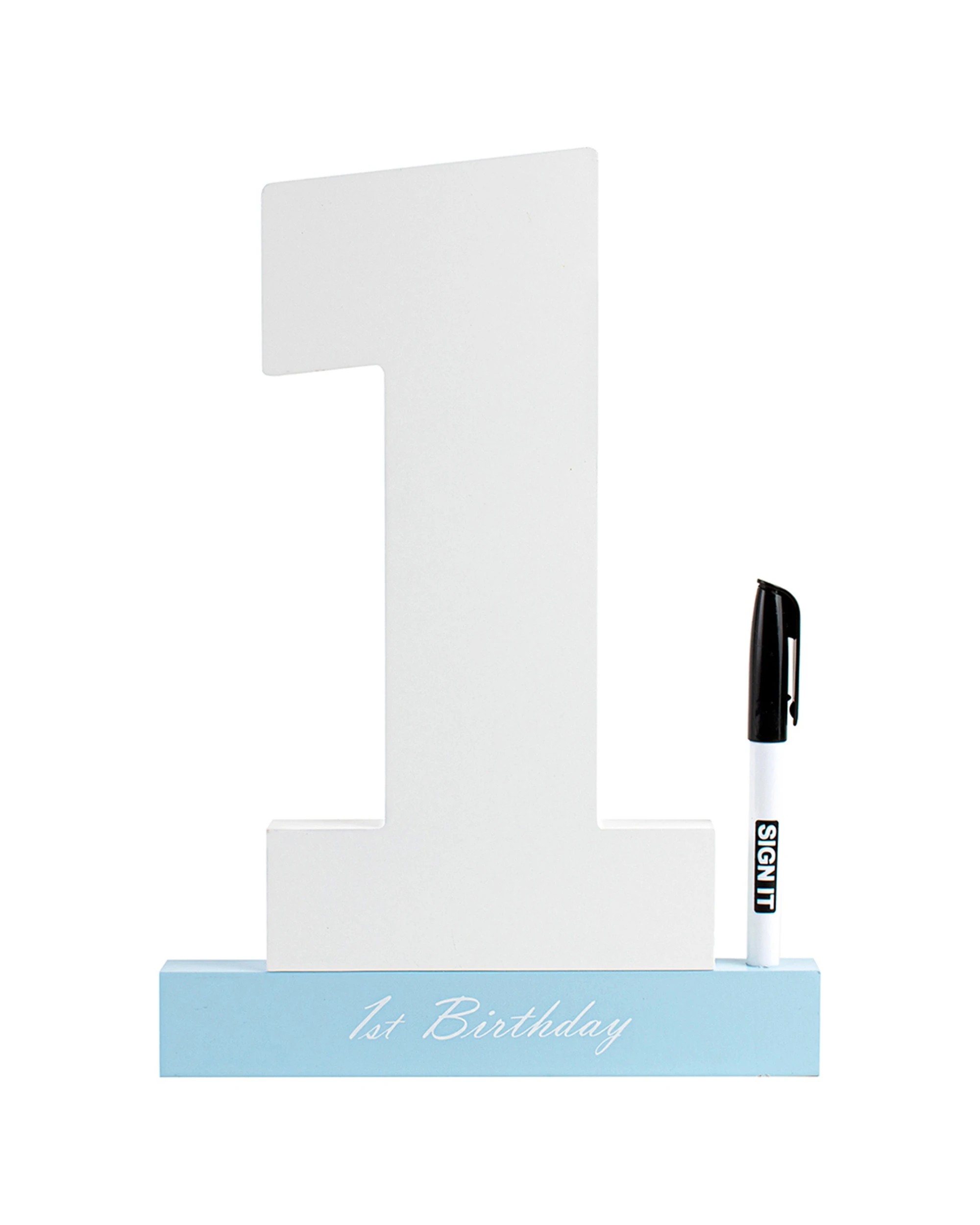 3 1st Birthday Blue Signature Block Novelty Celebration Message Gift Set Keepsake
 - Blue, 3 of 3