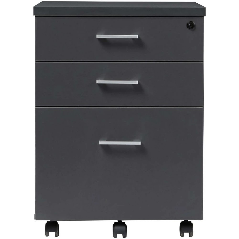 2 Toro 3 Drawer Pedestal Dark Grey Cabinets Pedestals, 2 of 10