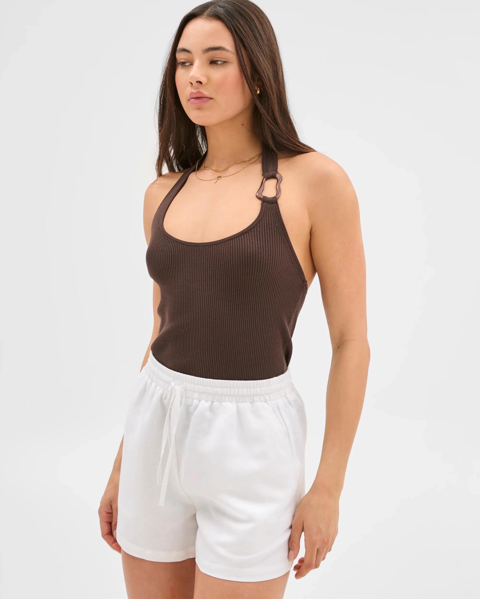 3 European Linen Blend Pull On Shorts - Lily Loves WHITE, 3 of 5