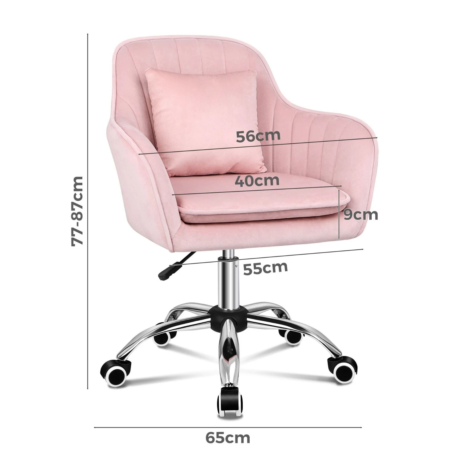 6 Alfordson Velvet Office Chair Computer Swivel Armchair Work Adult Kids - Pink, 6 of 10
