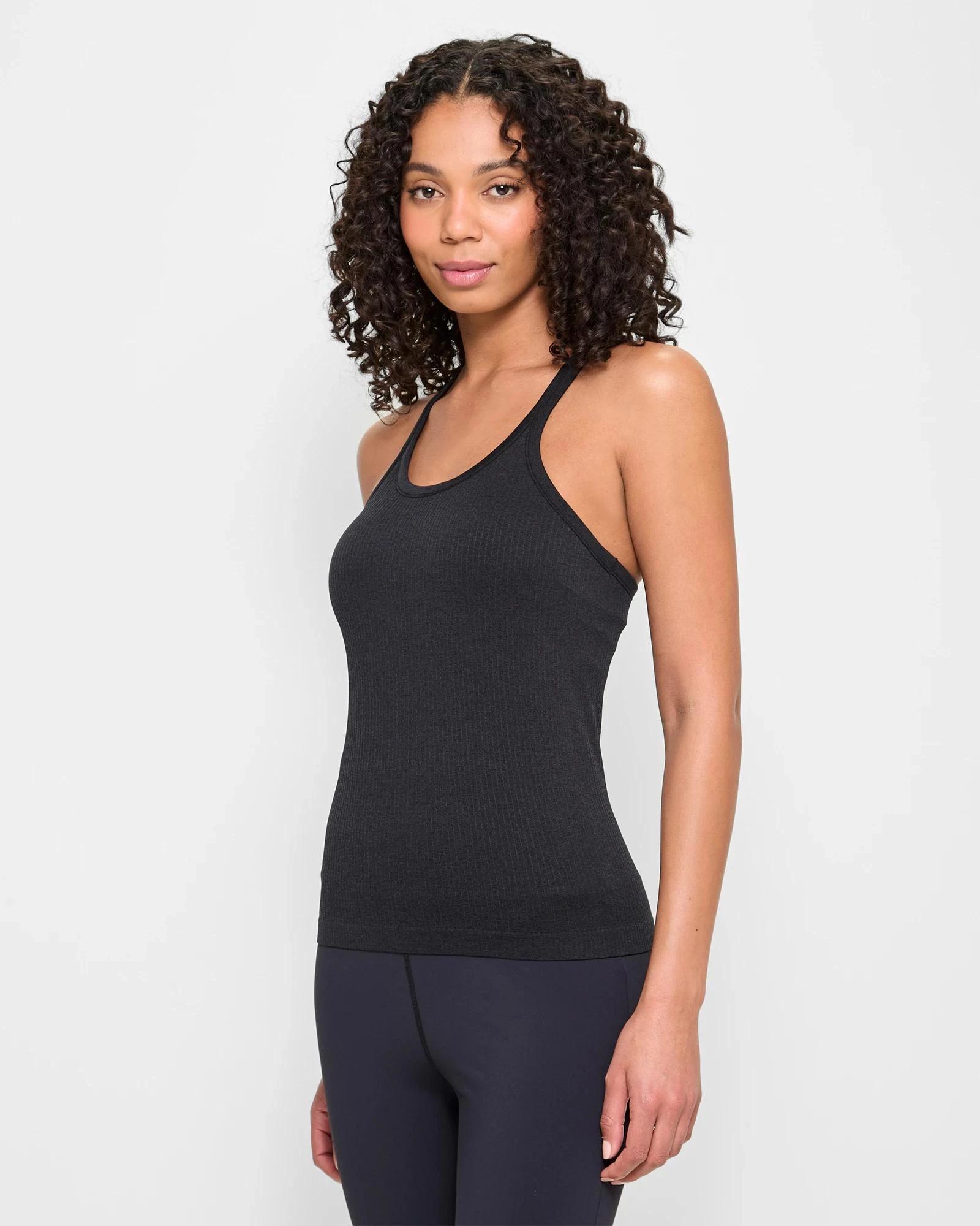 3 Target Active Studio Soft Ribbed Tank Top with Shelf Bra BLACK, 3 of 5