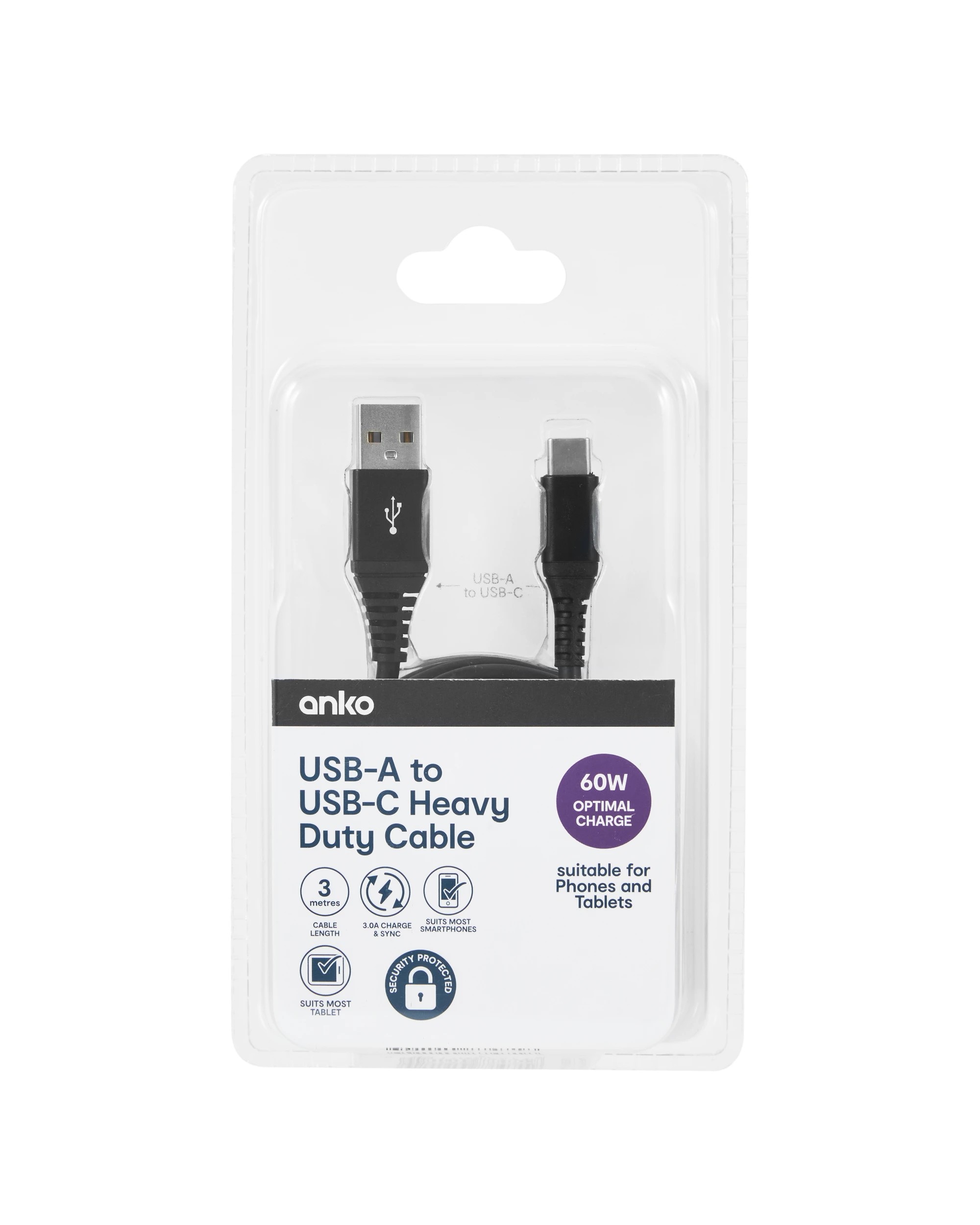 4 USBC Heavy Duty Cable 3m - Black, 4 of 5