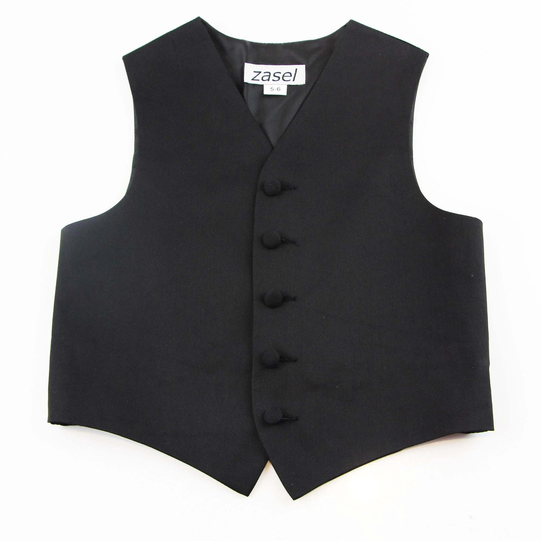 5 Zasel Boys Junior Cotton Vest Adjustable Waistcoast & Matching Bow Tie Set BLACK, 5 of 9