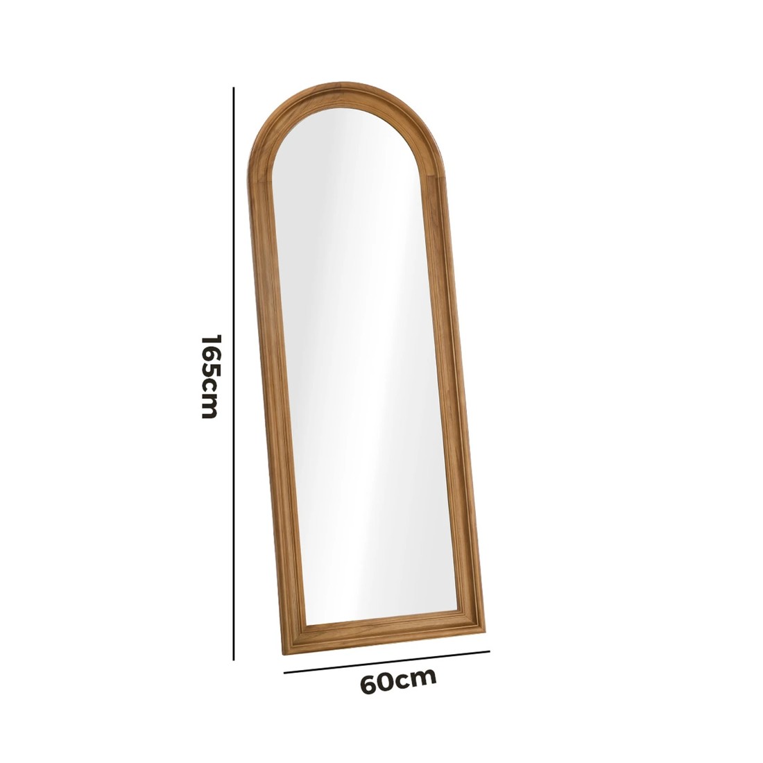 2 Oikiture Full Length Mirror Elegance Arch 165x60cm Wood Floor Mirrors - Brown, 2 of 10