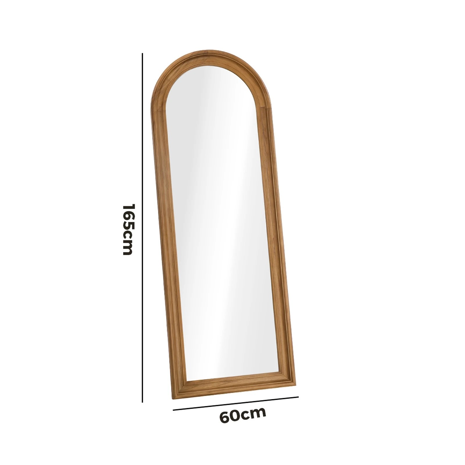 2 Oikiture Full Length Mirror Elegance Arch 165x60cm Wood Floor Mirrors - Brown, 2 of 10