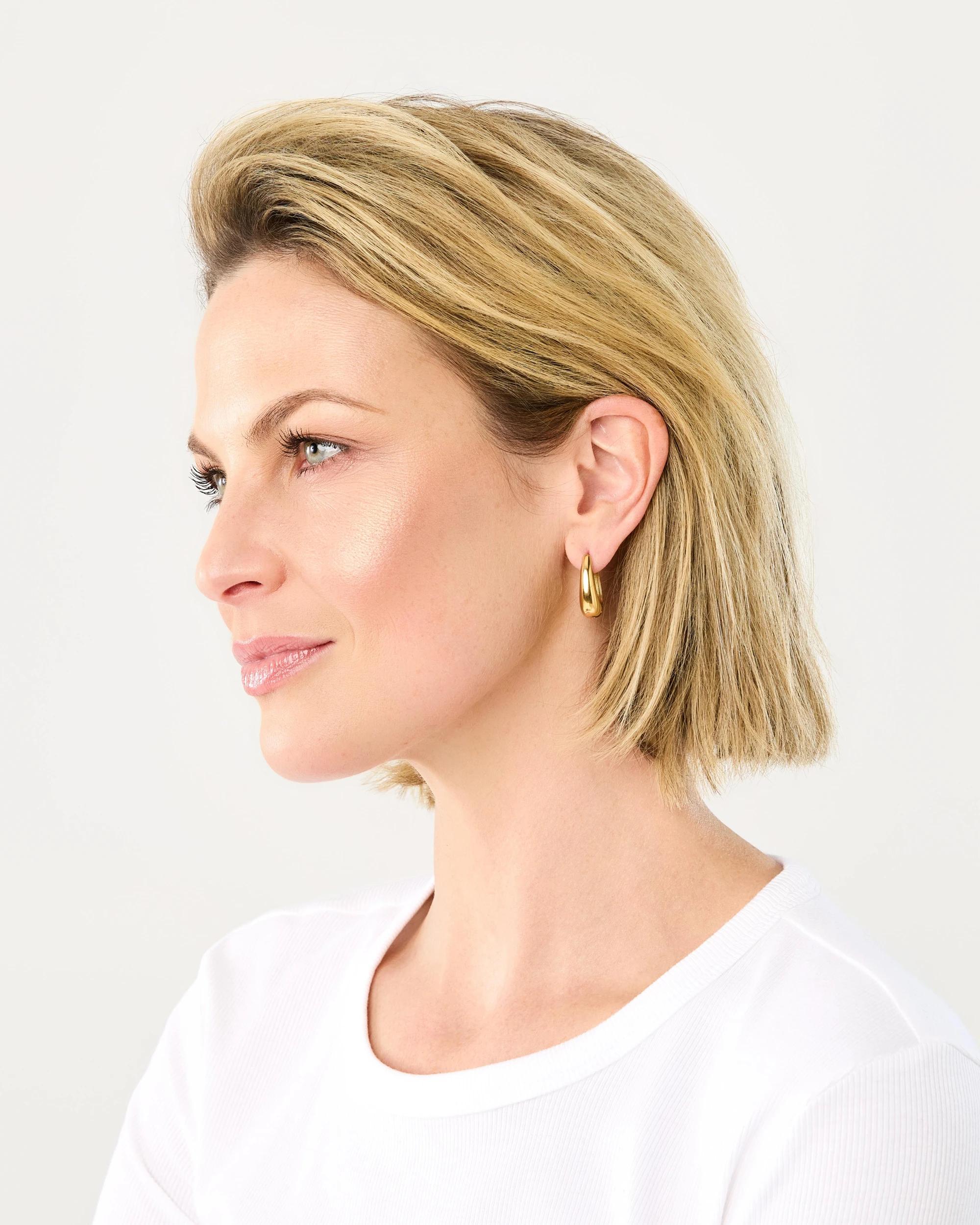 4 Waterproof Stainless Steel Teardrop Earrings - Gold Tone Gold, 4 of 5