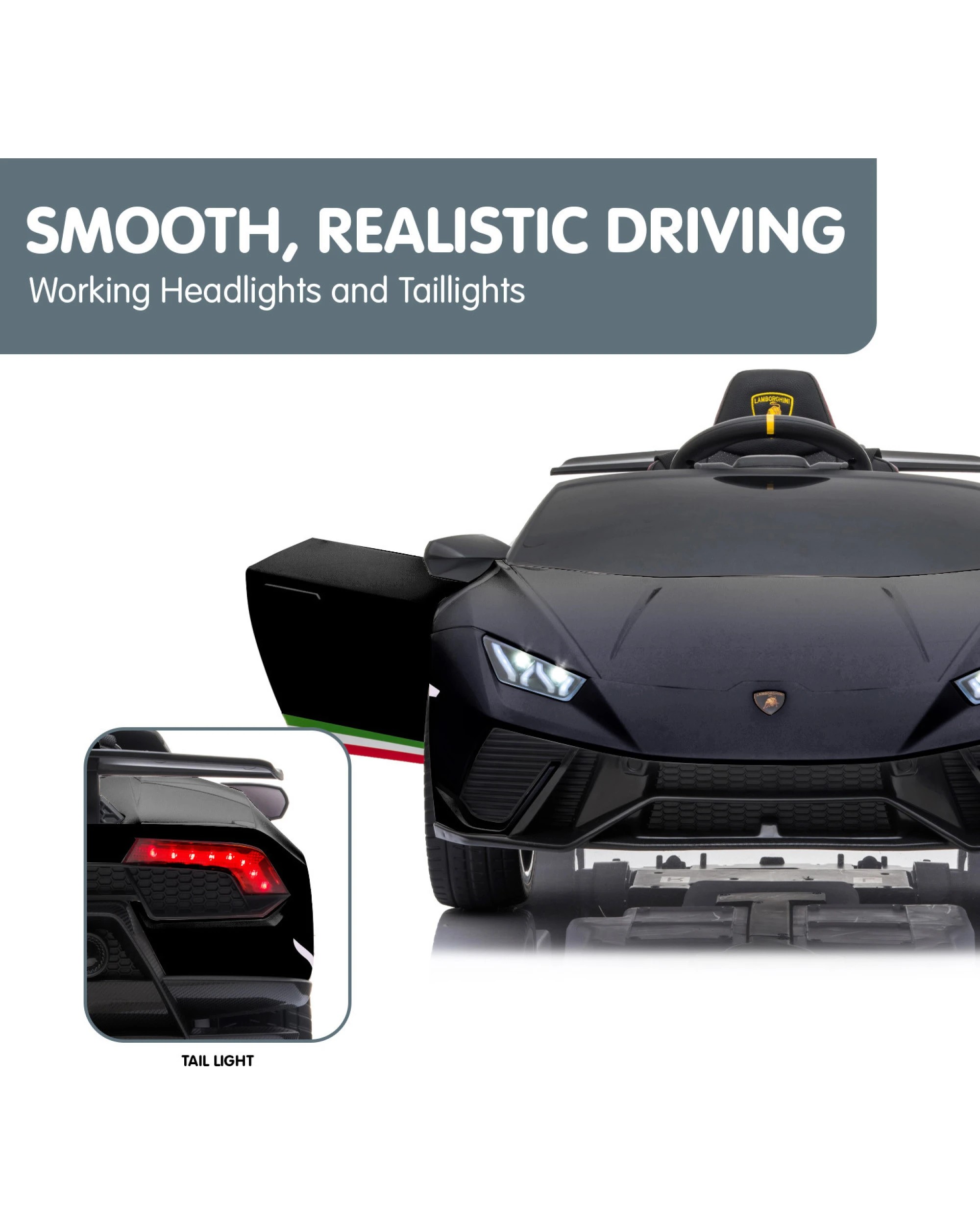 9 Kahuna Lamborghini Performante Kids Electric Ride On Car Black, 9 of 10