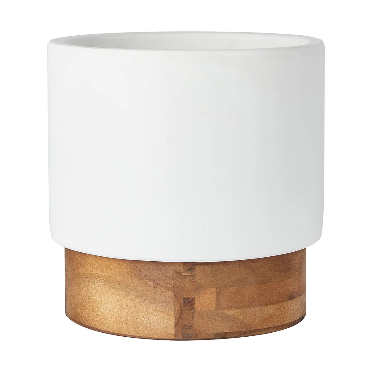 1 White Planter with Timber Base, 1 of 6