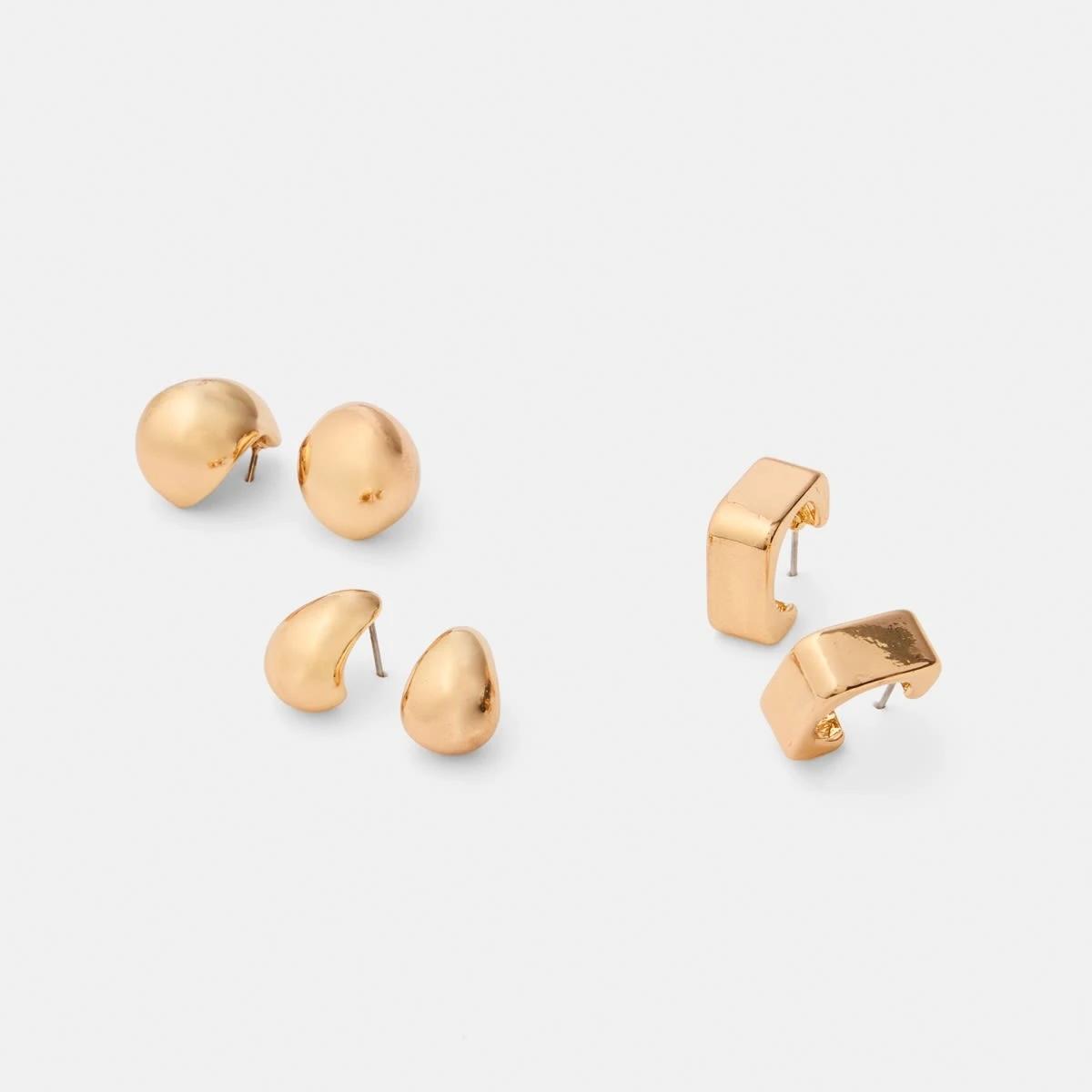 3 3 Pack Hoop Earrings - Gold Tone Gold, 3 of 5