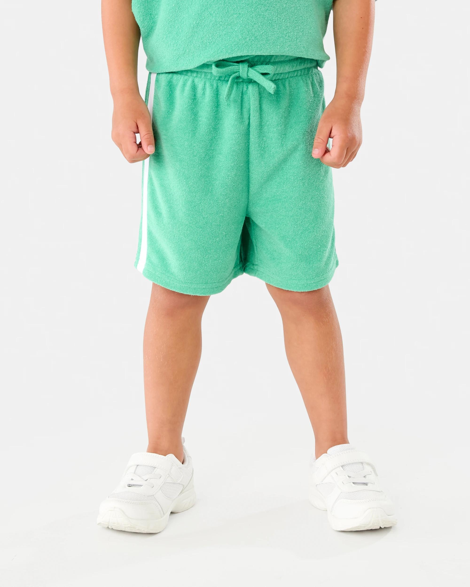 1 Terry Toweling Shorts Grn Spruce, 1 of 6