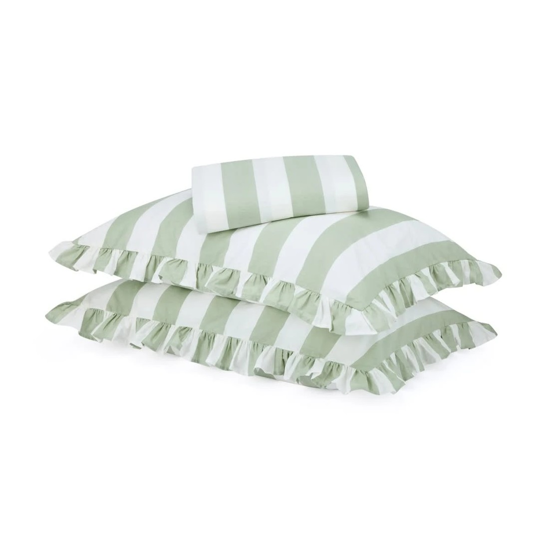 1 250 Thread Count Cotton Ruffle Sheet Set - Double Bed, Sage, 1 of 7