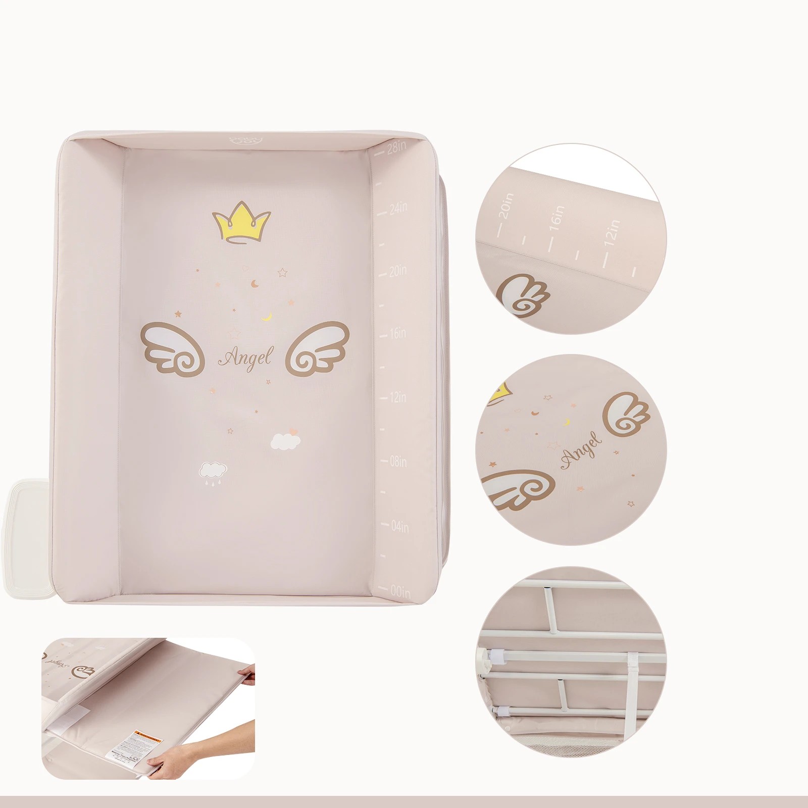 2 Costway Foldable Changing Table Diaper Organizer w/Wheels, 2 of 5